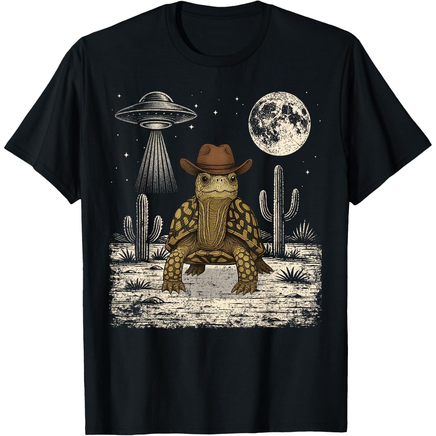 Funny Eastern Box Turtle Cowboy Western UFO T-Shirt