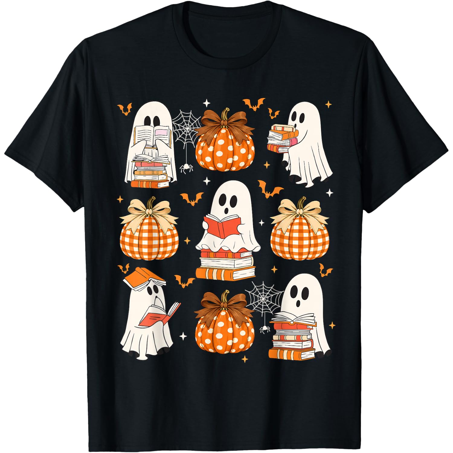 Funny Ghost Book Reading Halloween Books Lover Teacher Kids T-Shirt