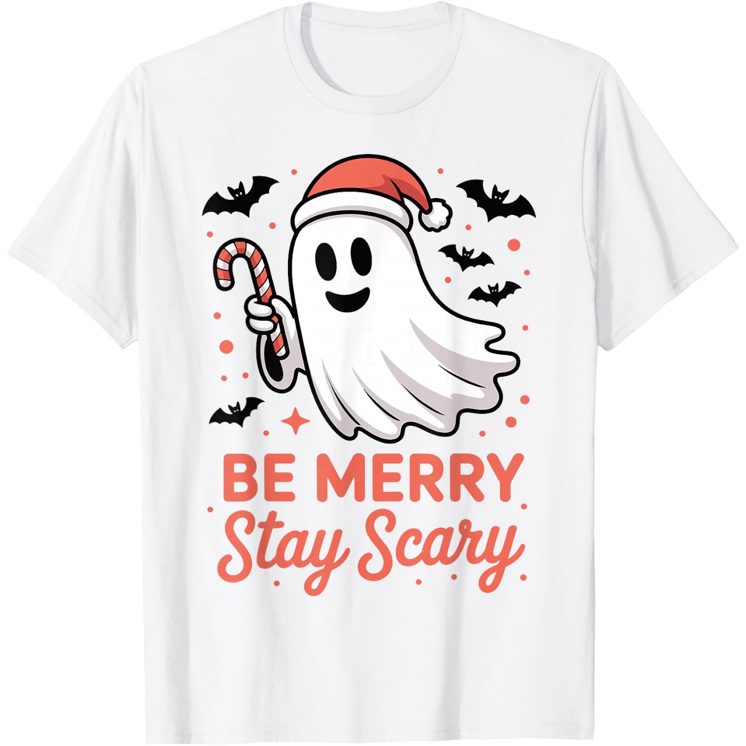 Funny Ghost Christmas Halloween Crossover Spooky Humor Vibes T-Shirt