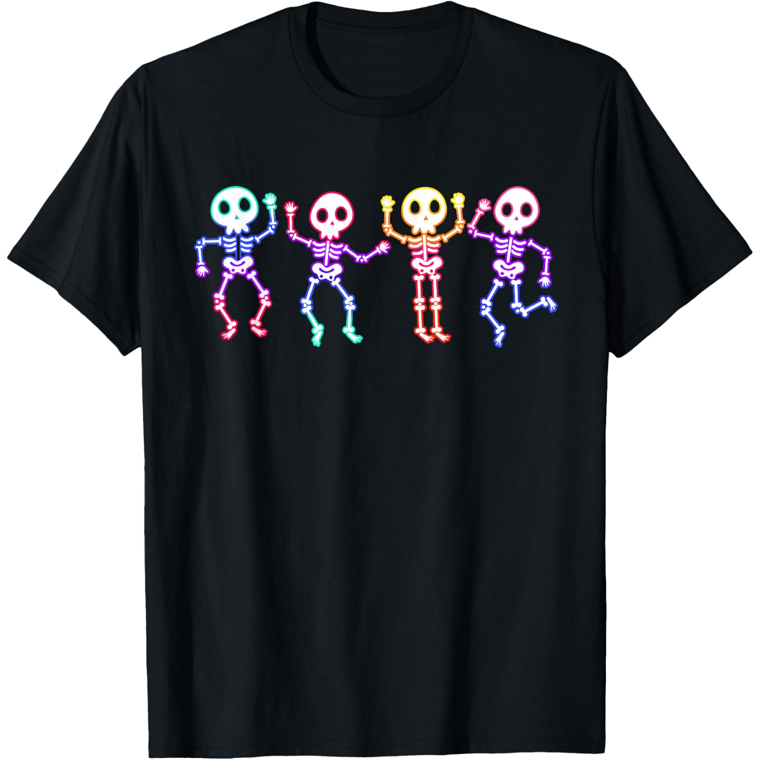 Funny Ghost Dancing Skeletons Glow in The Halloween Night T-Shirt