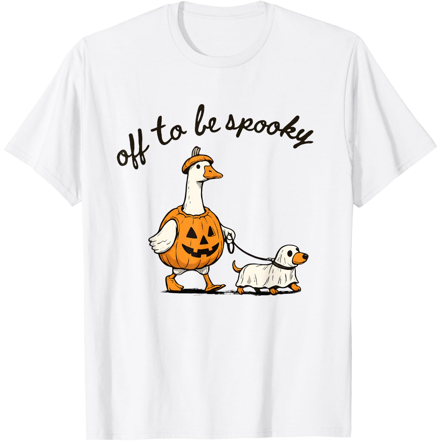 Funny Ghost Walking Dog Goose Dog Halloween Women Men Kids T-Shirt