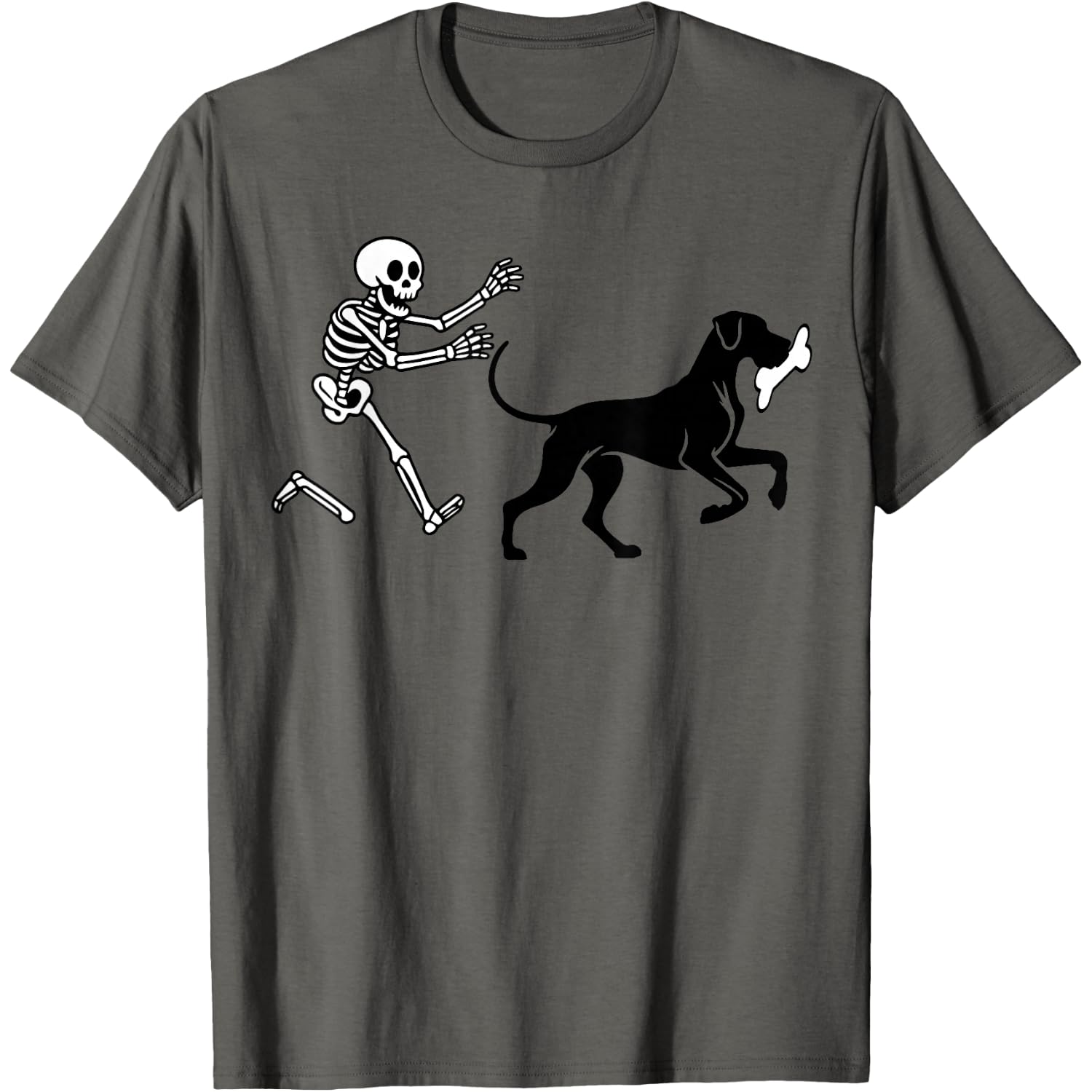 Funny Great Dane Running Skeleton Halloween T-Shirt