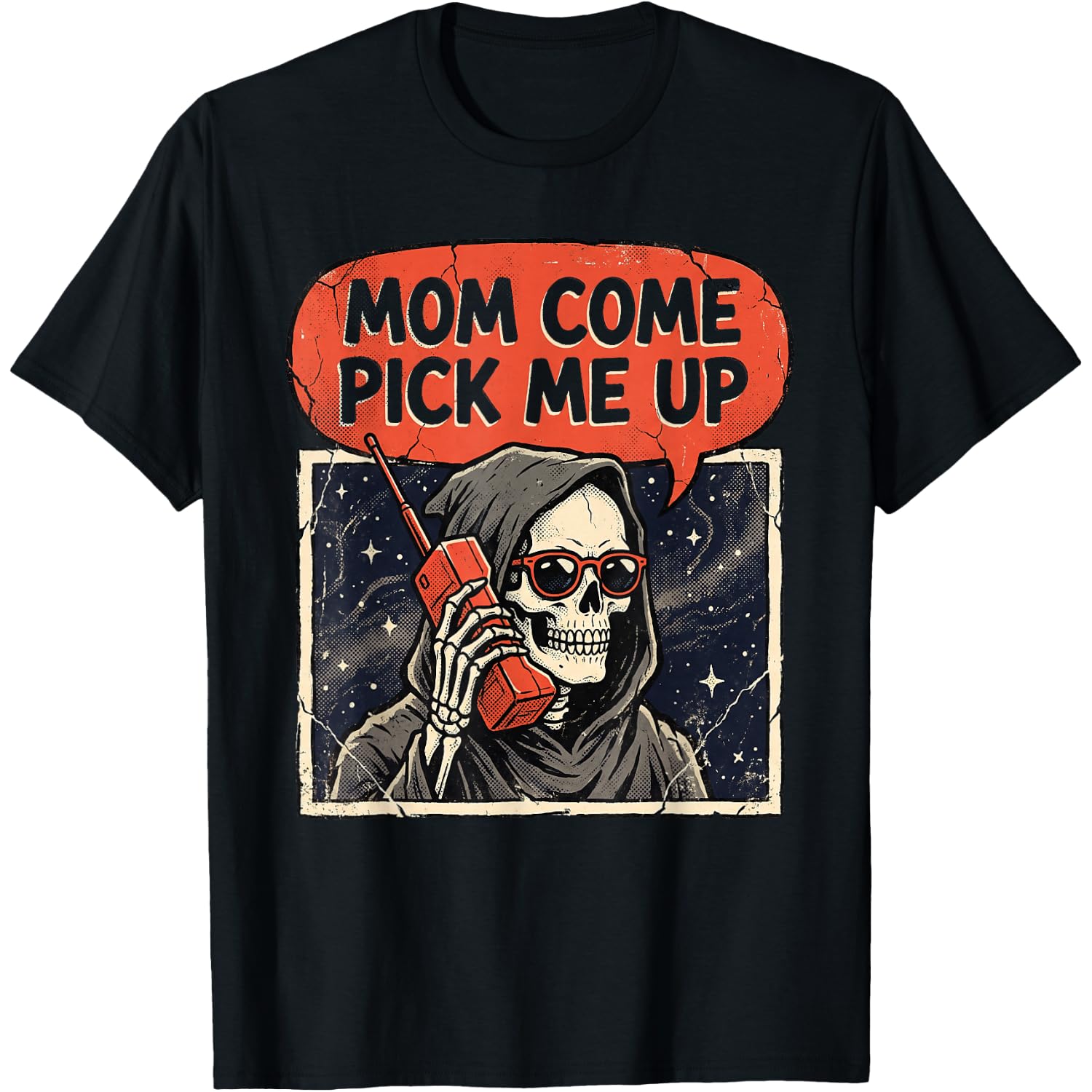 Funny Grim Reaper Mom Come Pick Me Up Retro T-Shirt