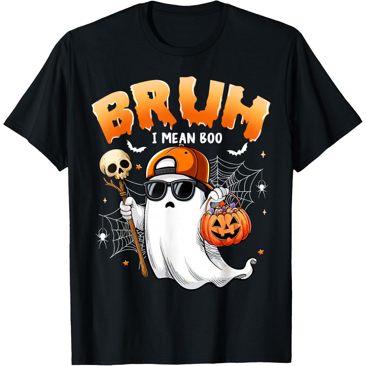 Funny Halloween Bruh Ghost Boo Costume for Boys Men Kids T-Shirt