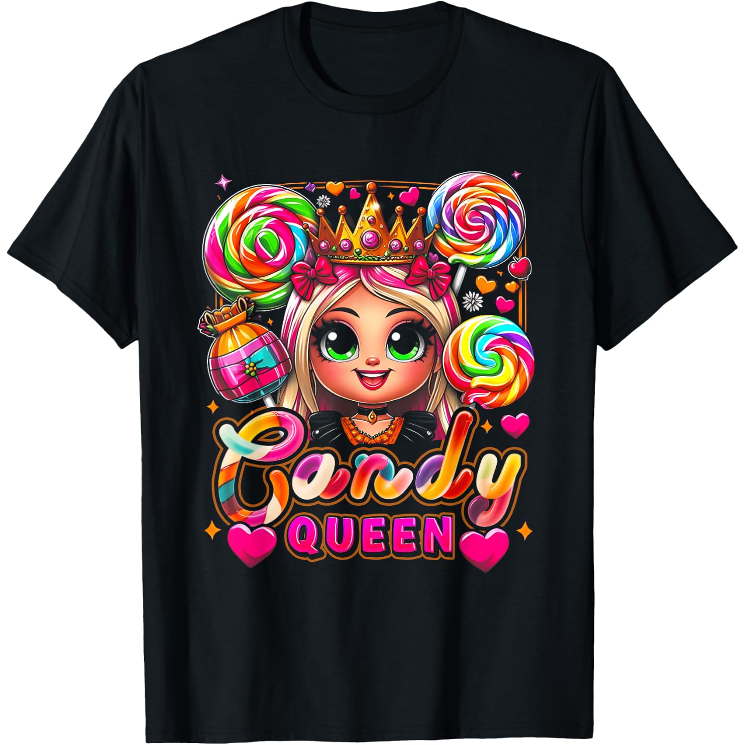 Funny Halloween Candy a Queen Lollipop Lover Girls Colorful T-Shirt