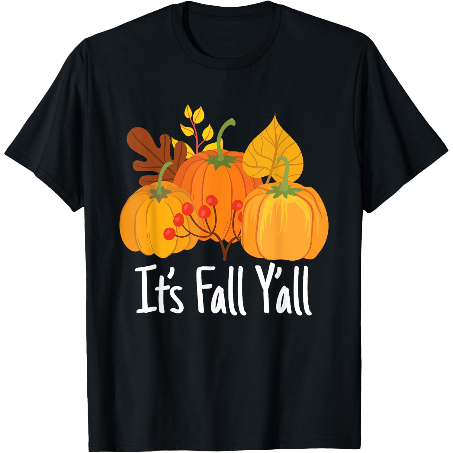 Its Fall Yall Lazy Halloween Costume Thanksgiving Pumpkin T-Shirt