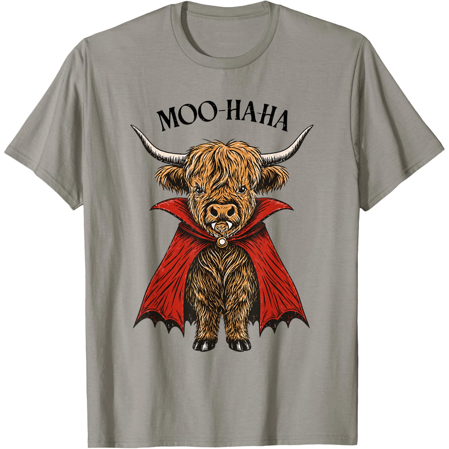 Moo Haha Funny Vampire Highland Cow Halloween Design T-Shirt