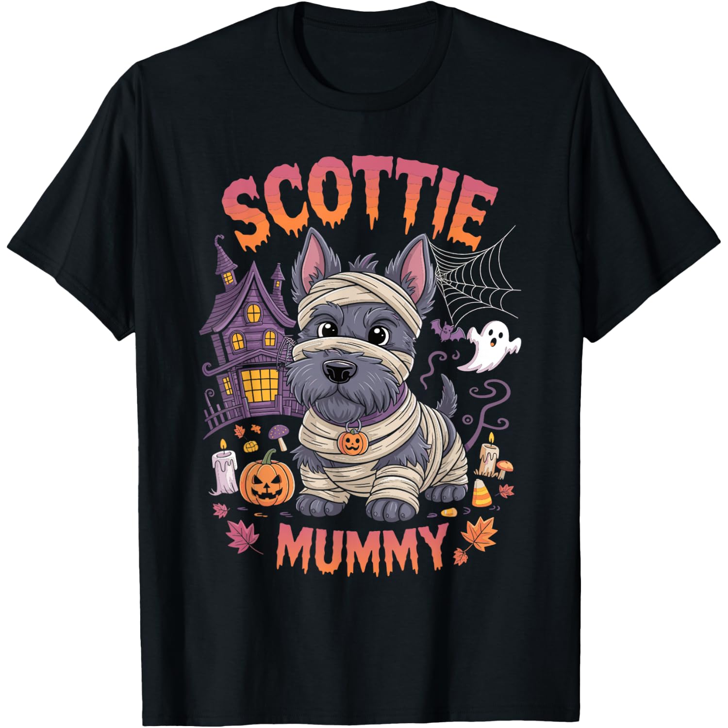 Scottie Mummy Halloween Costume Dog Owner Scottish Terrier T-Shirt