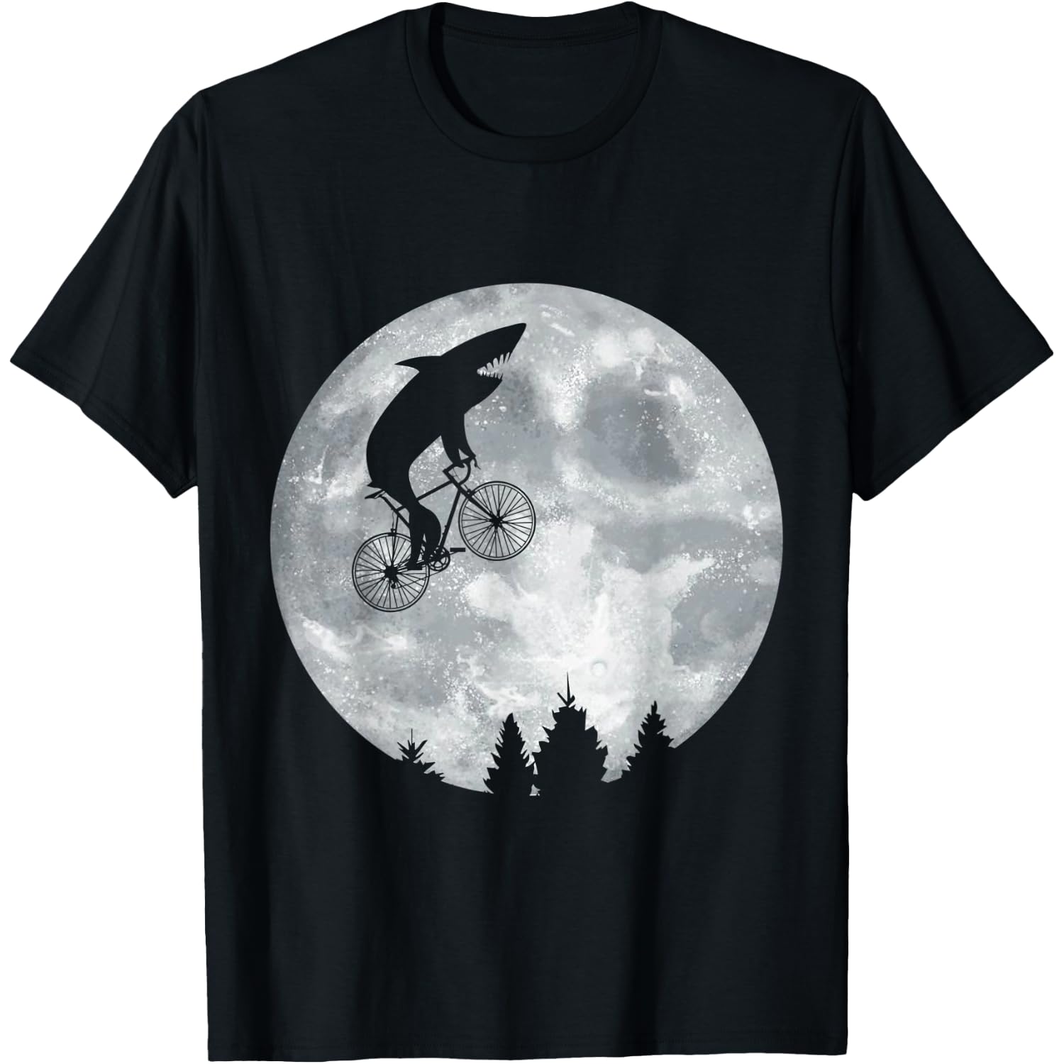 SHARK Riding Moon Bike Halloween Lunar Cycling Cyclist T-Shirt