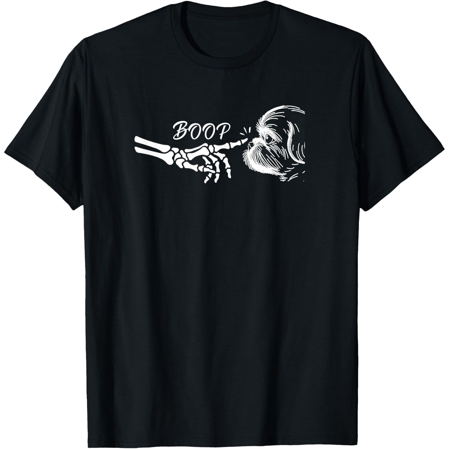 Shih Tzu Skeleton Hand Boop Halloween Pet Women Girls Kids T-Shirt