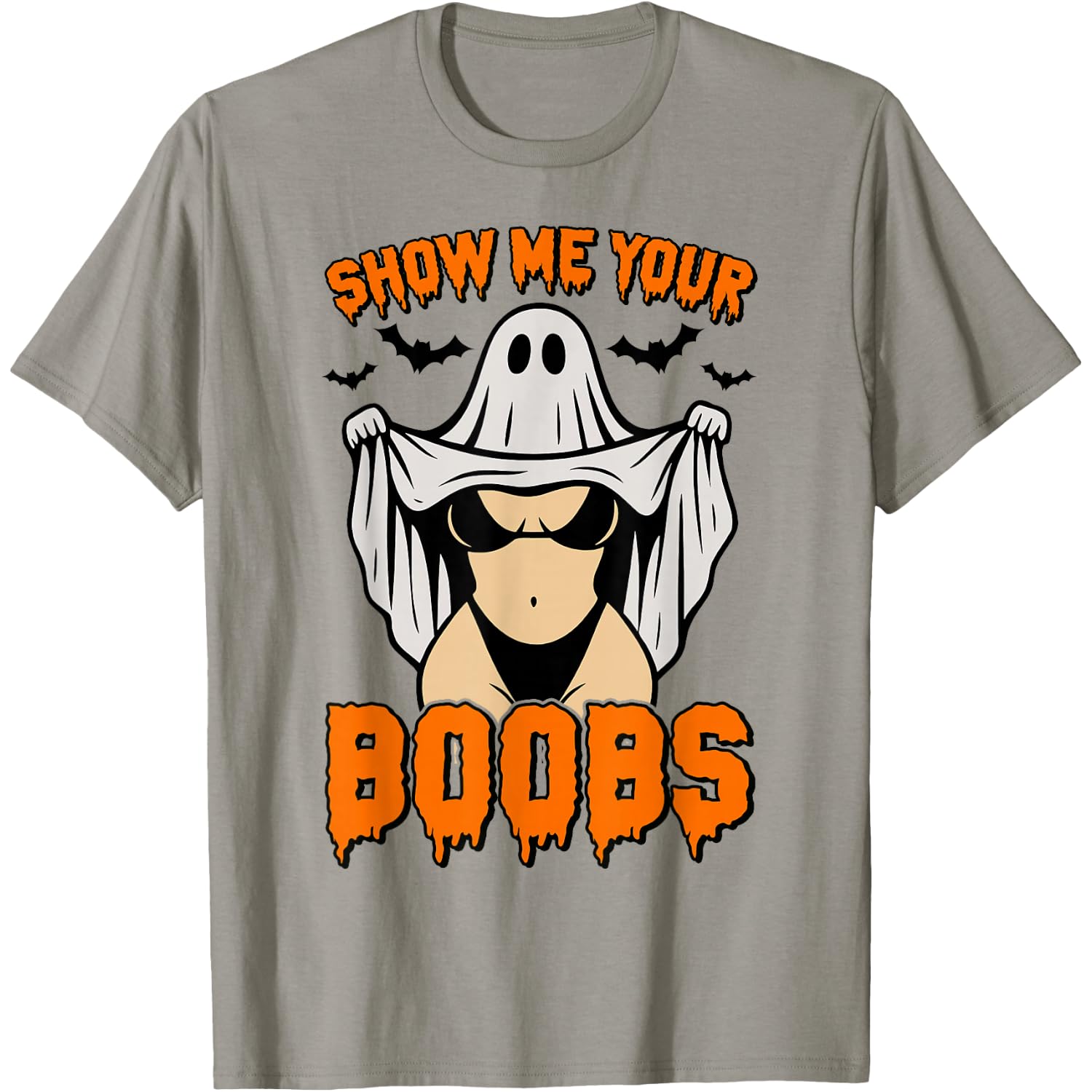Show Me Your Boobs Funny Ghost Spooky Halloween Adult Humor T-Shirt