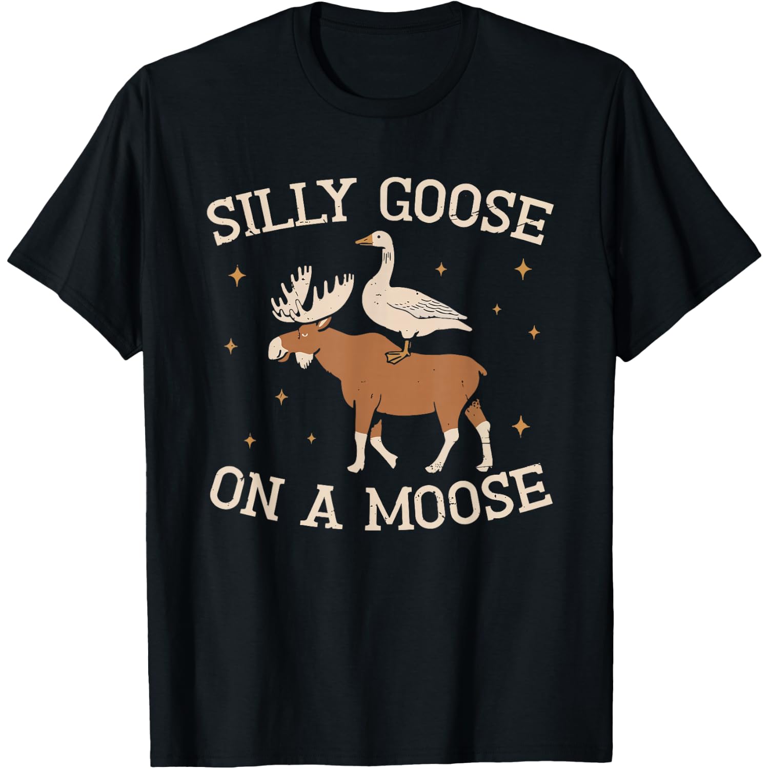 silly goose on a moose meme wildlife nature animal funny T-Shirt