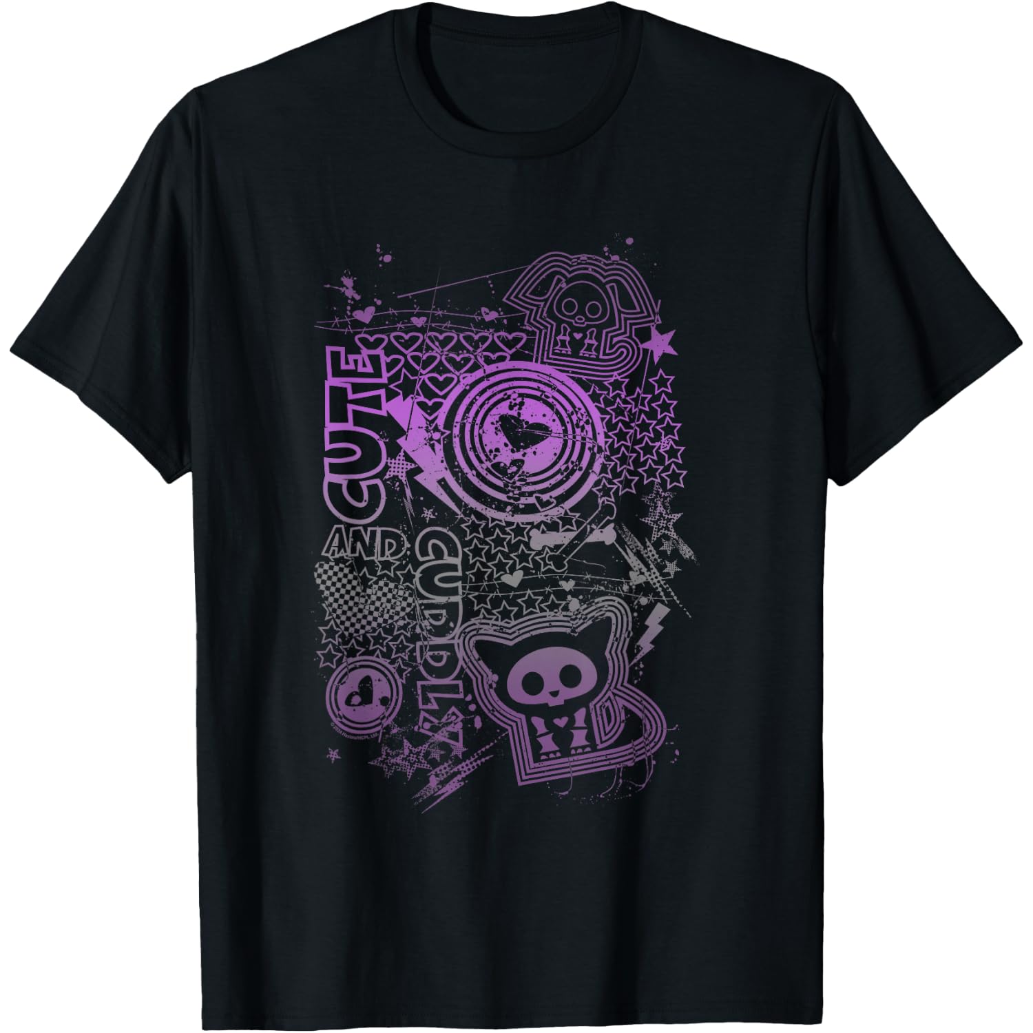 Skelanimals Cute and Cuddly Purple Vintage Faded Icons T-Shirt