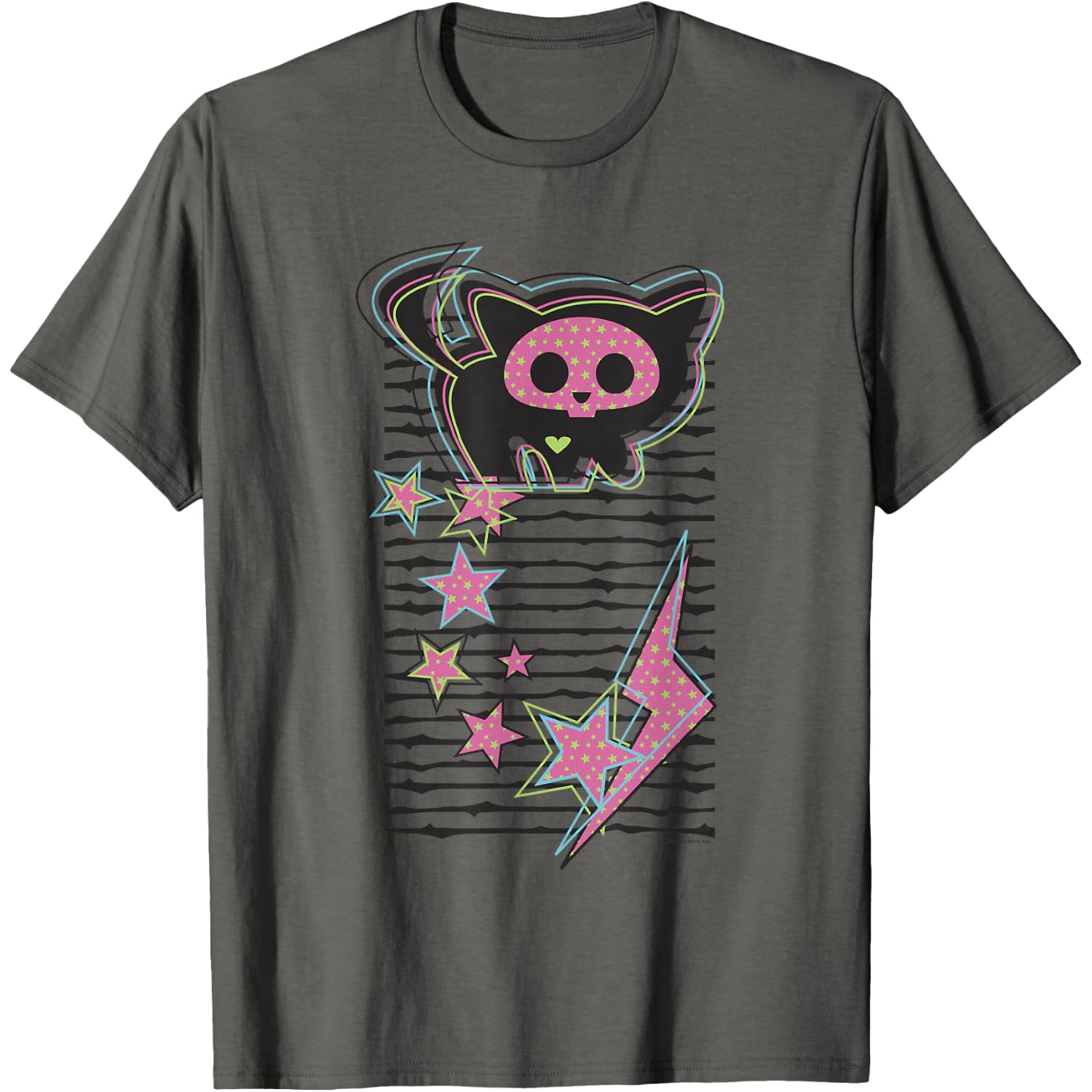 Skelanimals Kit Cat Vintage Pink Electric Lightning Icons T-Shirt