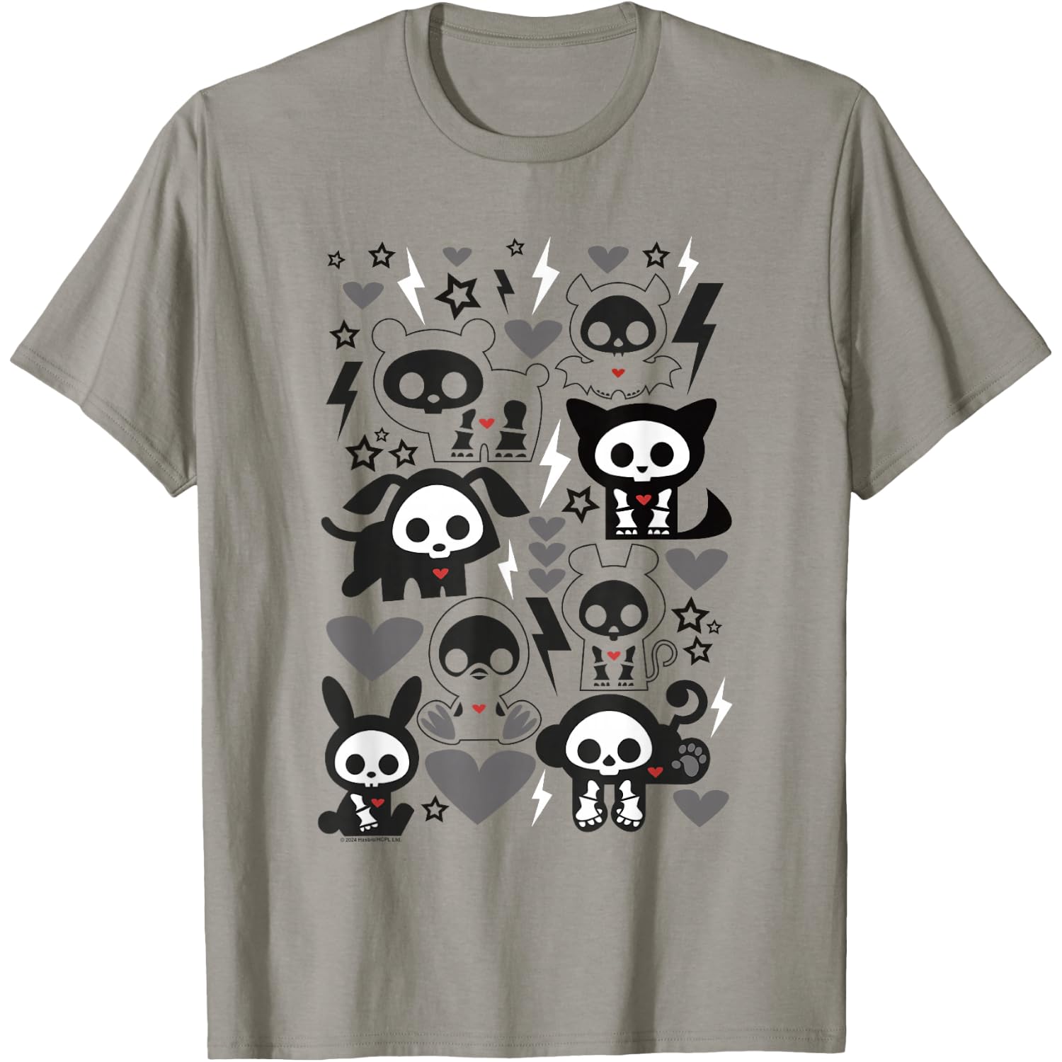 Skelanimals Retro Vintage Pop Art Lightning Heart Group Shot T-Shirt