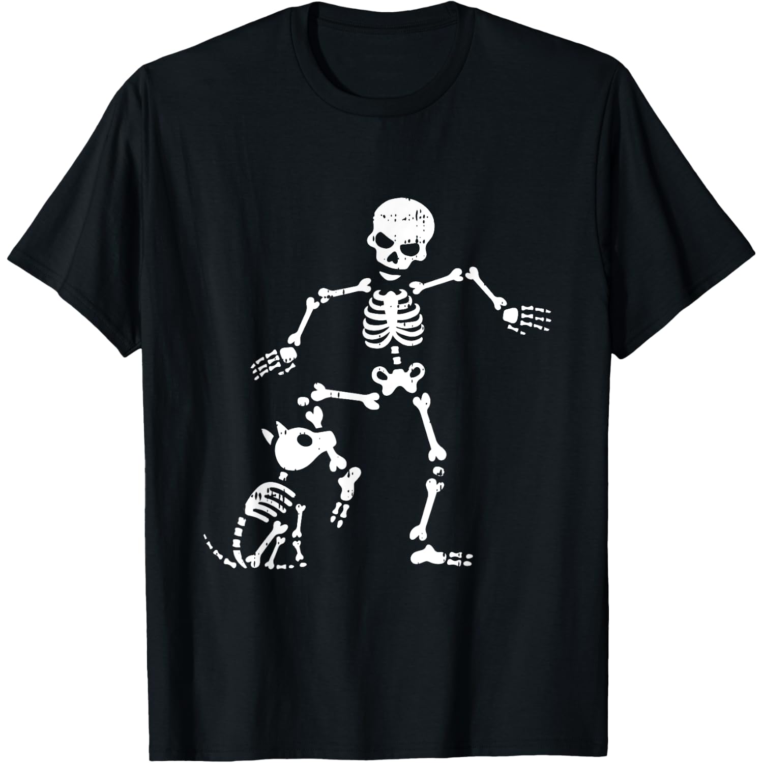Skeleton and Dog Halloween Costume Funny Skull Men Women T-Shirt