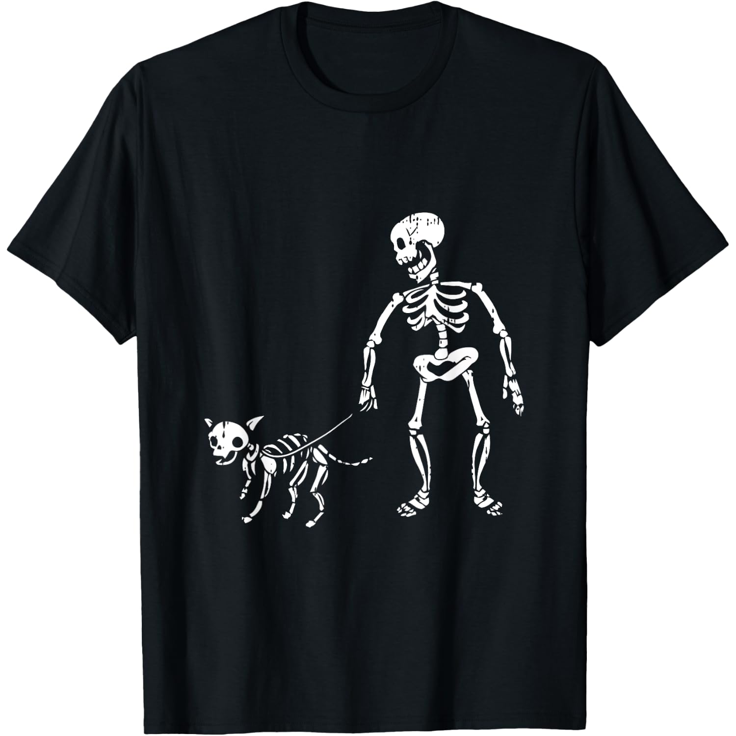 Skeleton And Dog Lazy Halloween Costume Funny Skull Pet T-Shirt