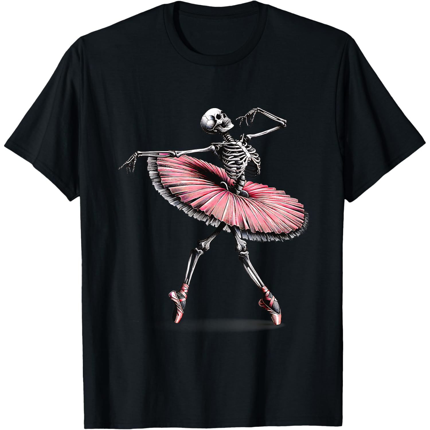 Skeleton Ballerina Ballet Dance Pink Tutu Costume T-Shirt