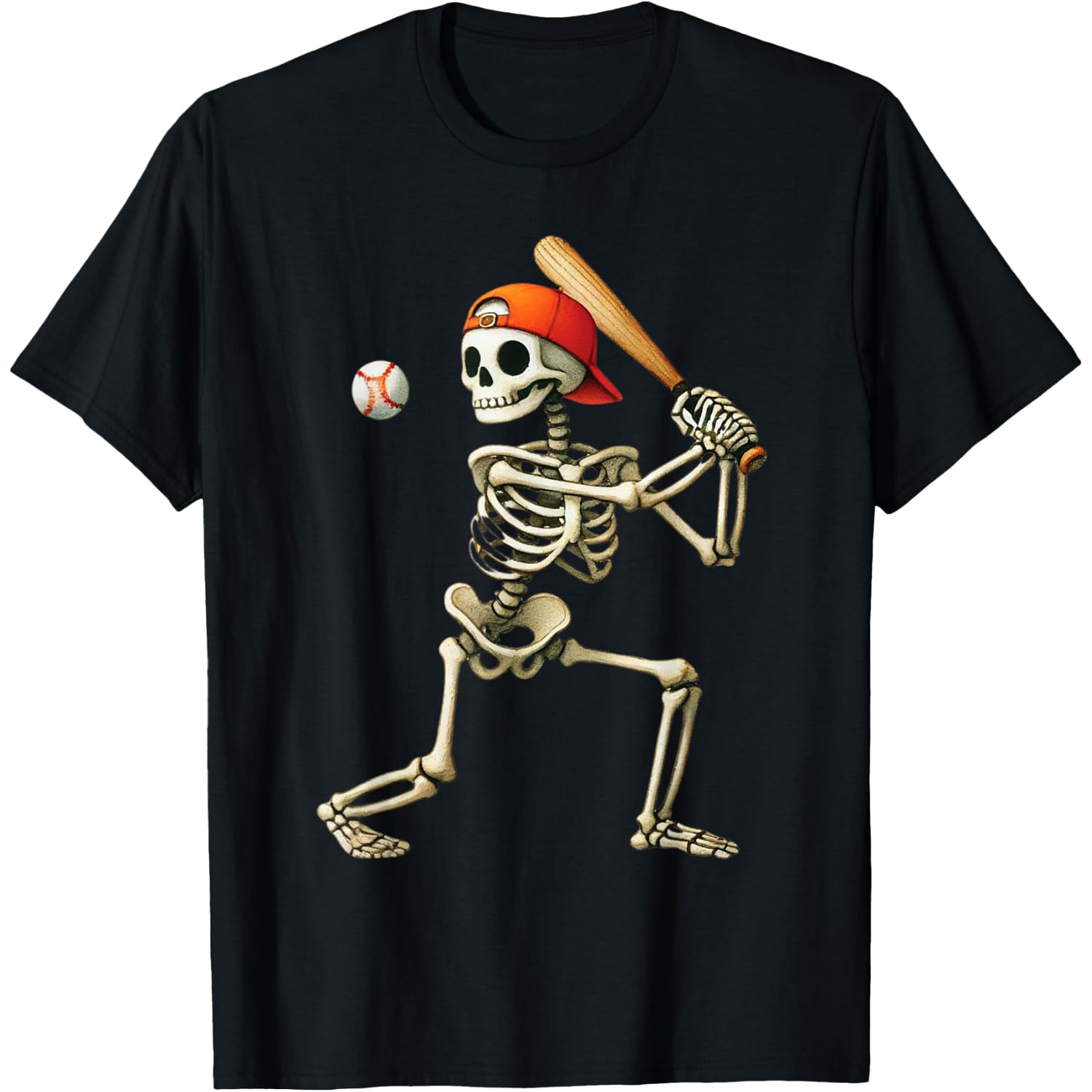 Skeleton Baseball Halloween Costume Funny Men Boys Kids Tee T-Shirt
