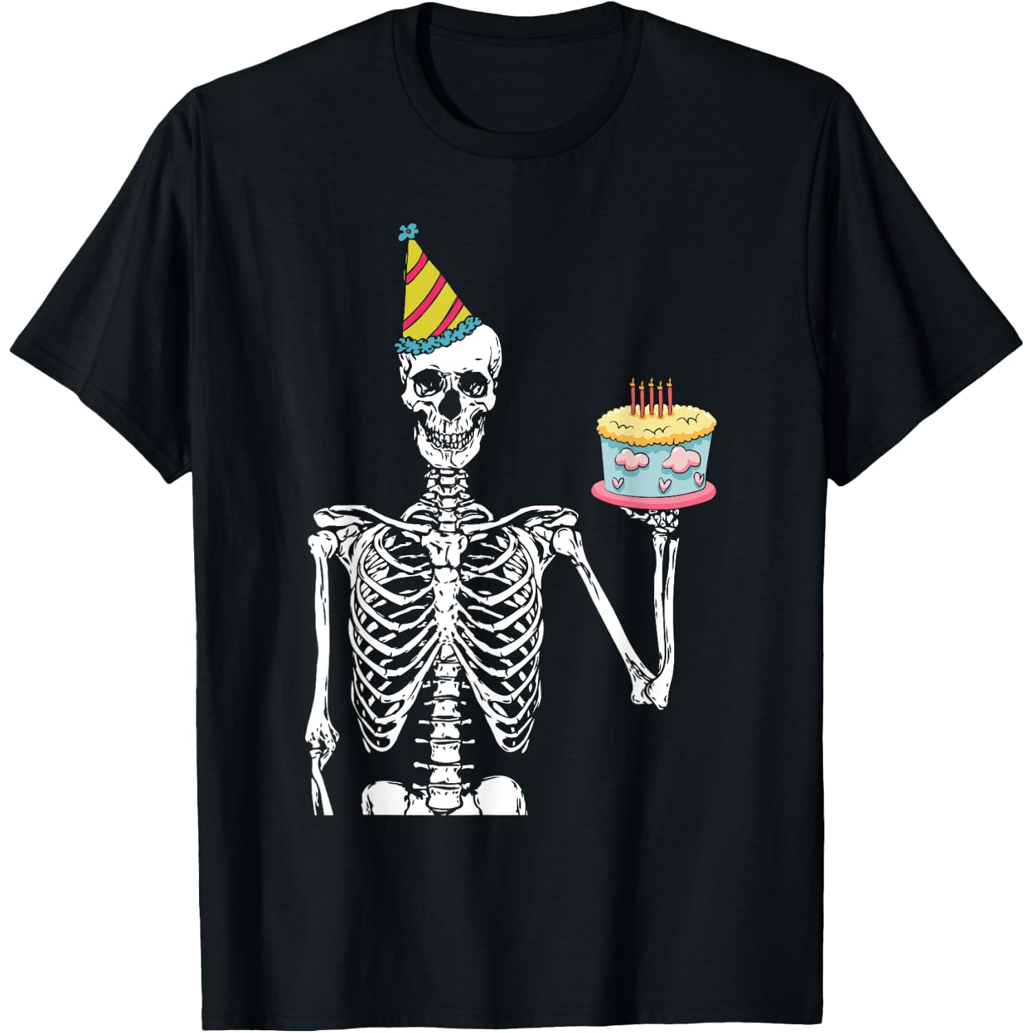 Skeleton Birthday Party Lazy Halloween Costume Funny Skull T-Shirt