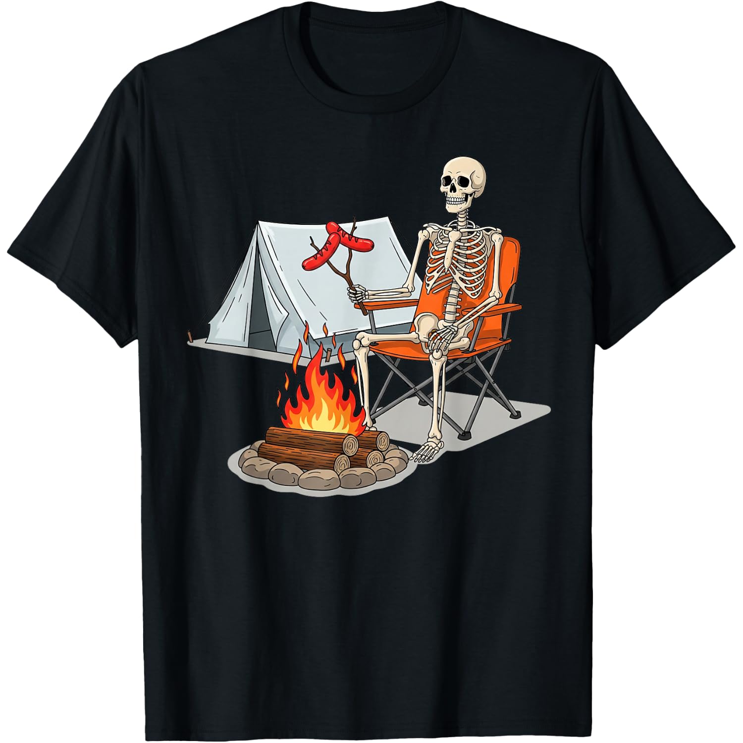Skeleton Camping Halloween Campfire Gifts for Men Women Kid T-Shirt