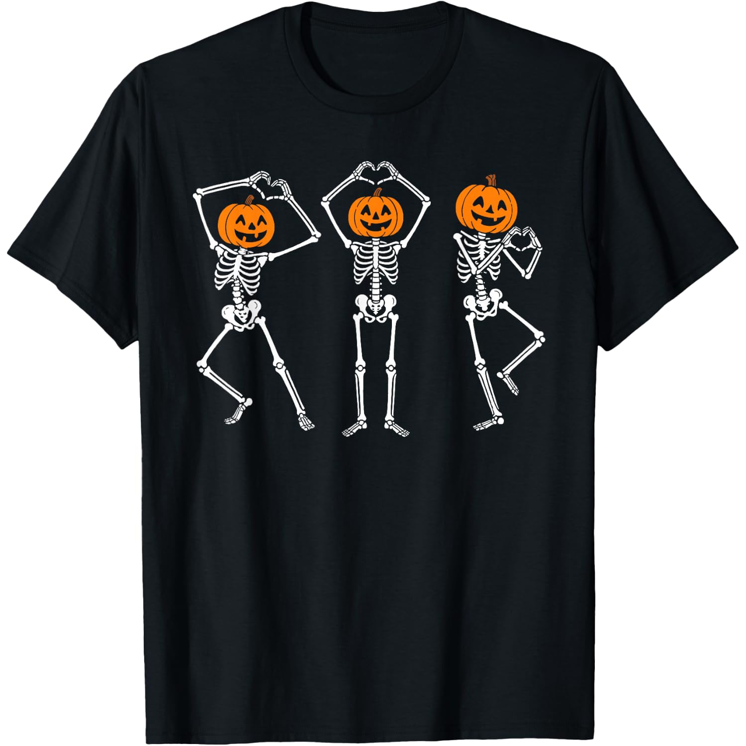 Skeleton Carved Pumpkin Men Women Kids Funny Halloween T-Shirt