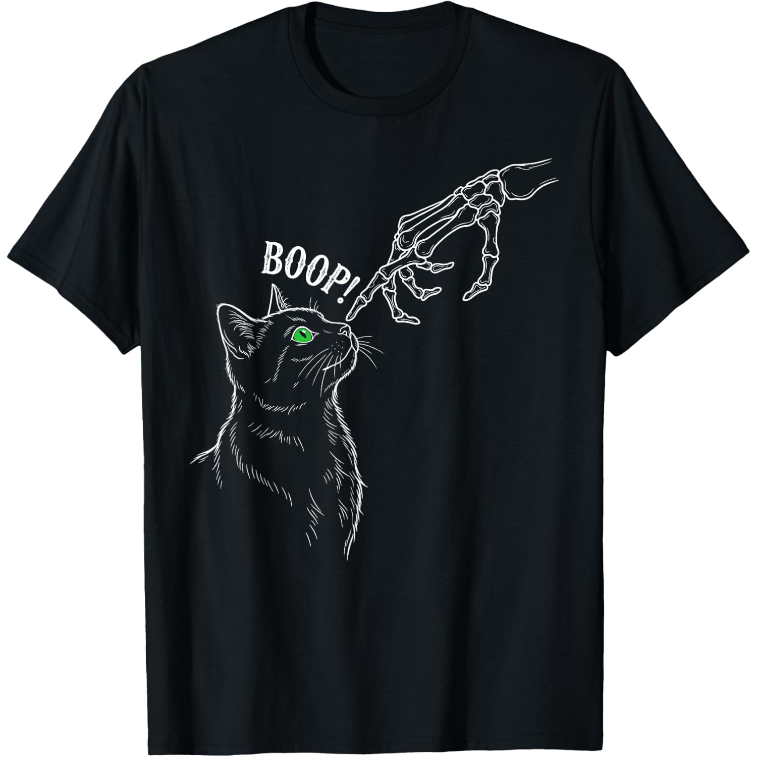 Skeleton Cat Boop Funny Spooky Halloween T-Shirt