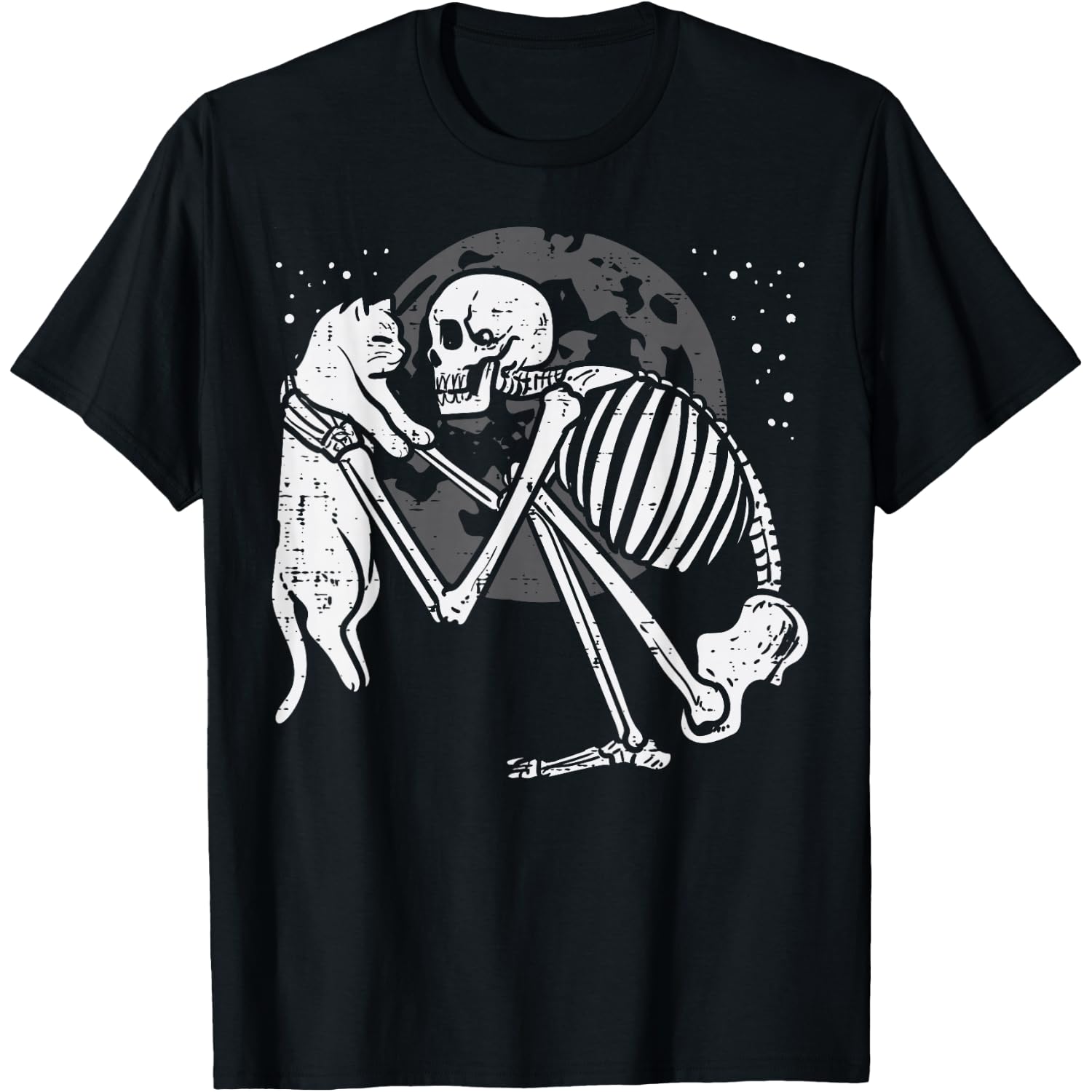Skeleton Cat Skull Kitty Cute Goth Halloween Men Women Kids T-Shirt