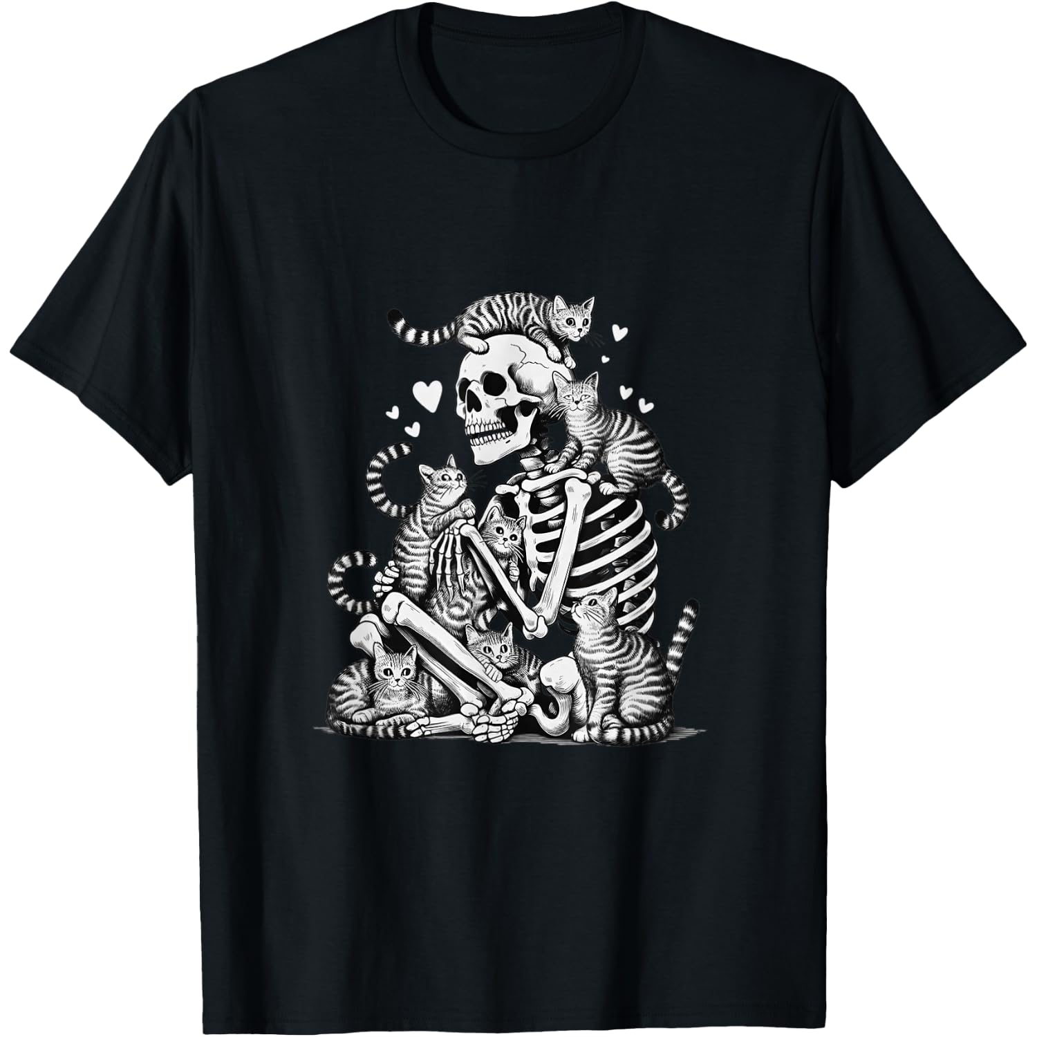 Skeleton Cat Skull Kitty Cute Halloween Men Women Kids Goth T-Shirt