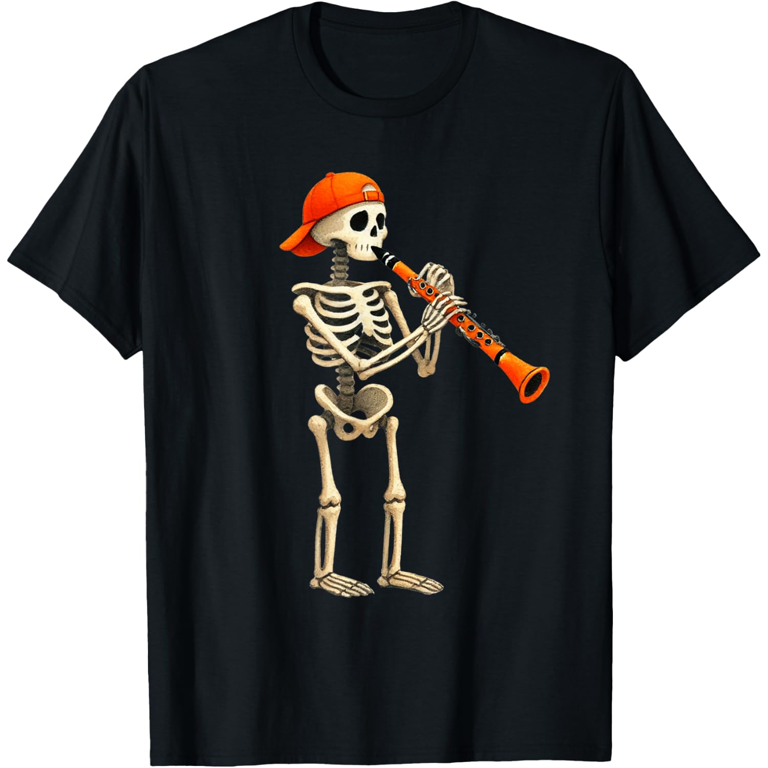 Skeleton Clarinet Halloween Costume Funny Men Boys Kids Tee T-Shirt