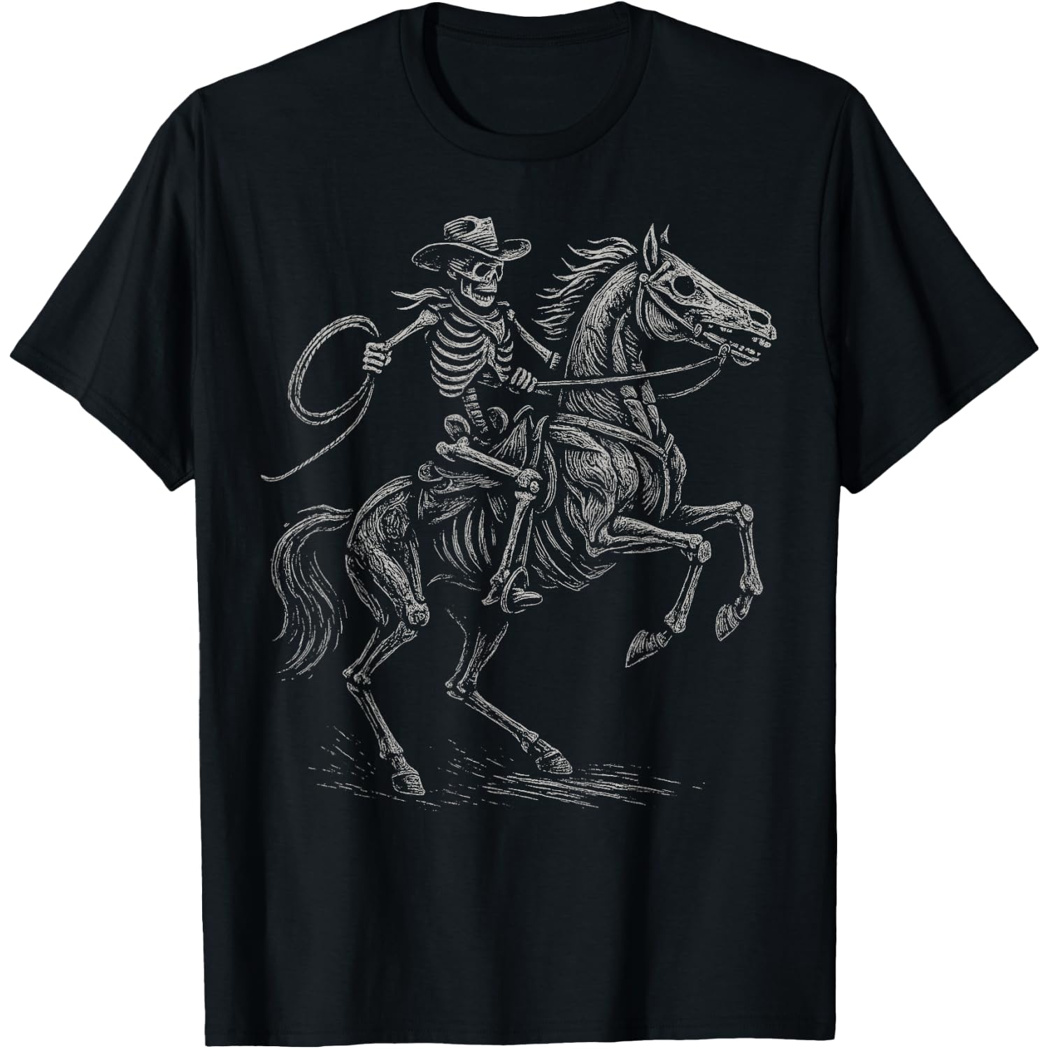 Skeleton Cowboy Horse Western Gothic Halloween Men Kids Boys T-Shirt