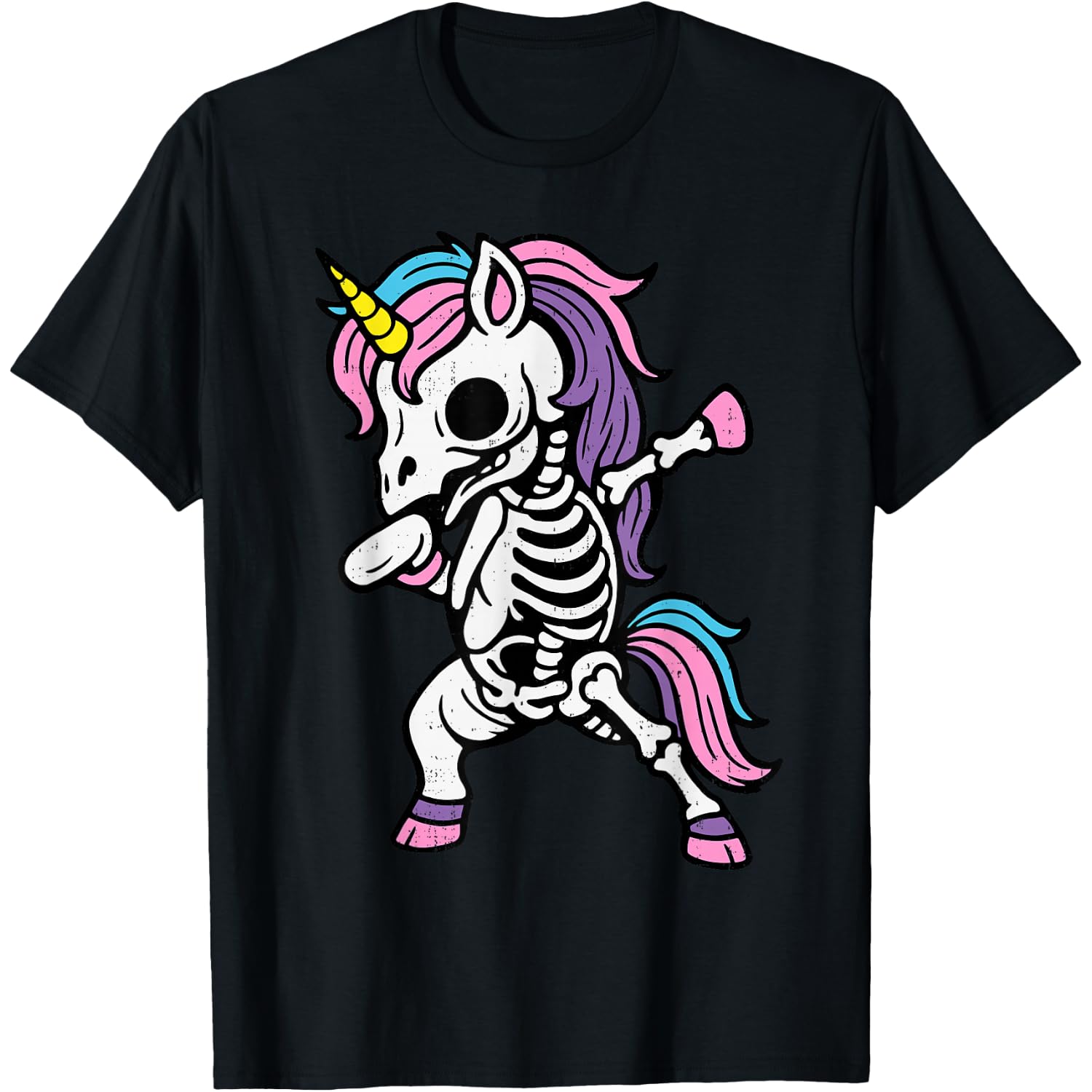 Skeleton Dabbing Unicorn Halloween Costume Boys Girls Kids T-Shirt
