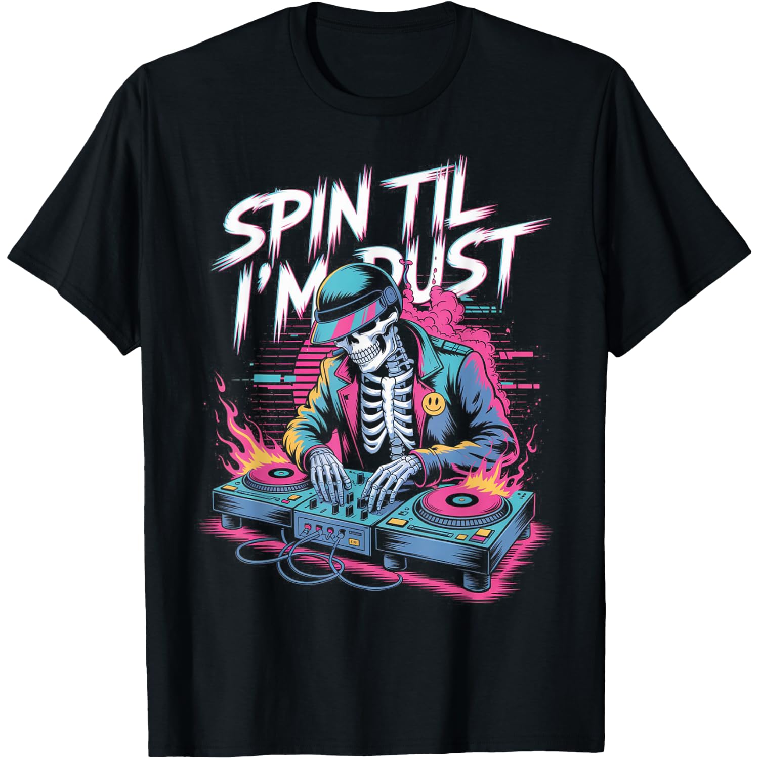 Skeleton DJ Dancing Halloween Costume for Music Heads T-Shirt