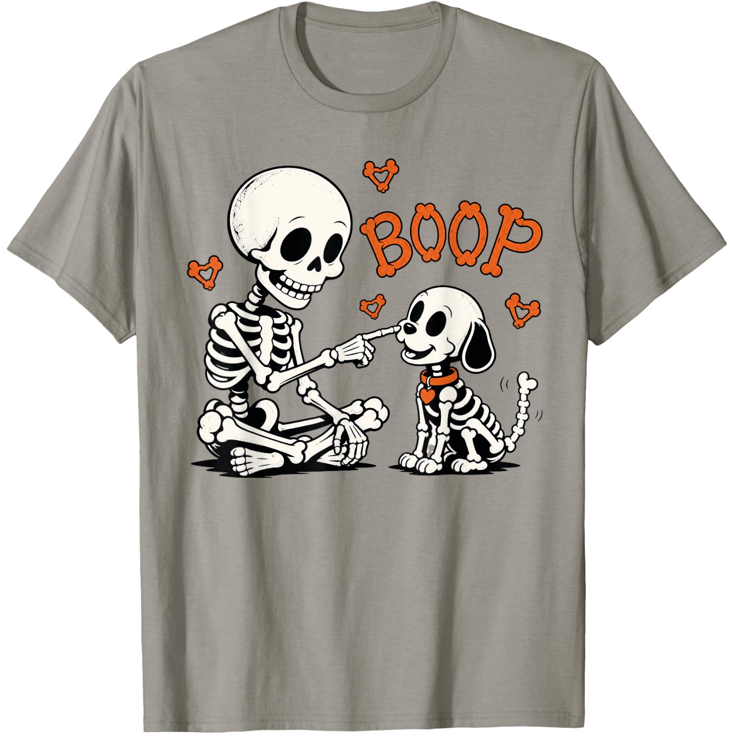Skeleton Dog Boop Funny Halloween Girl Men Women T-Shirt