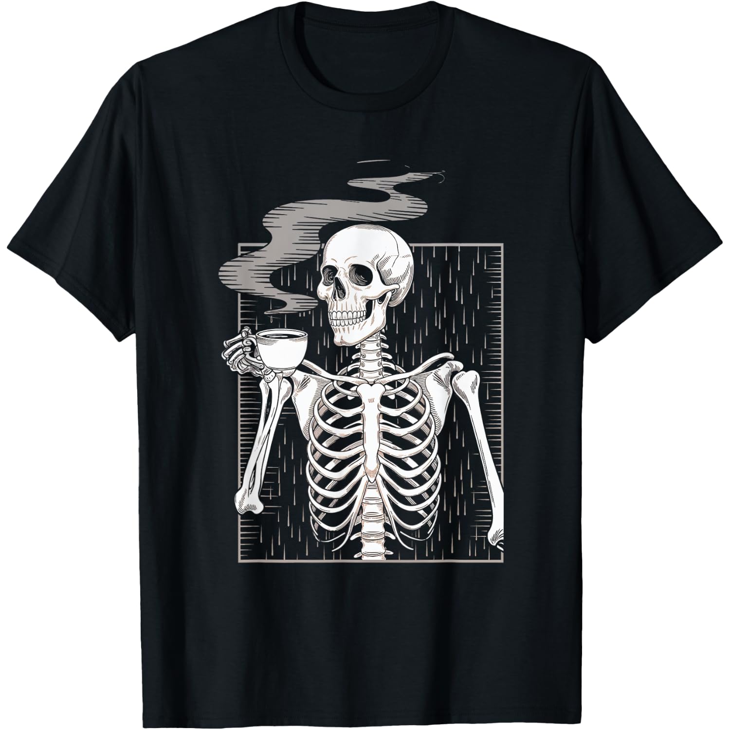 Skeleton Drinking Coffee Caffeine Skull Coffee Lover T-Shirt