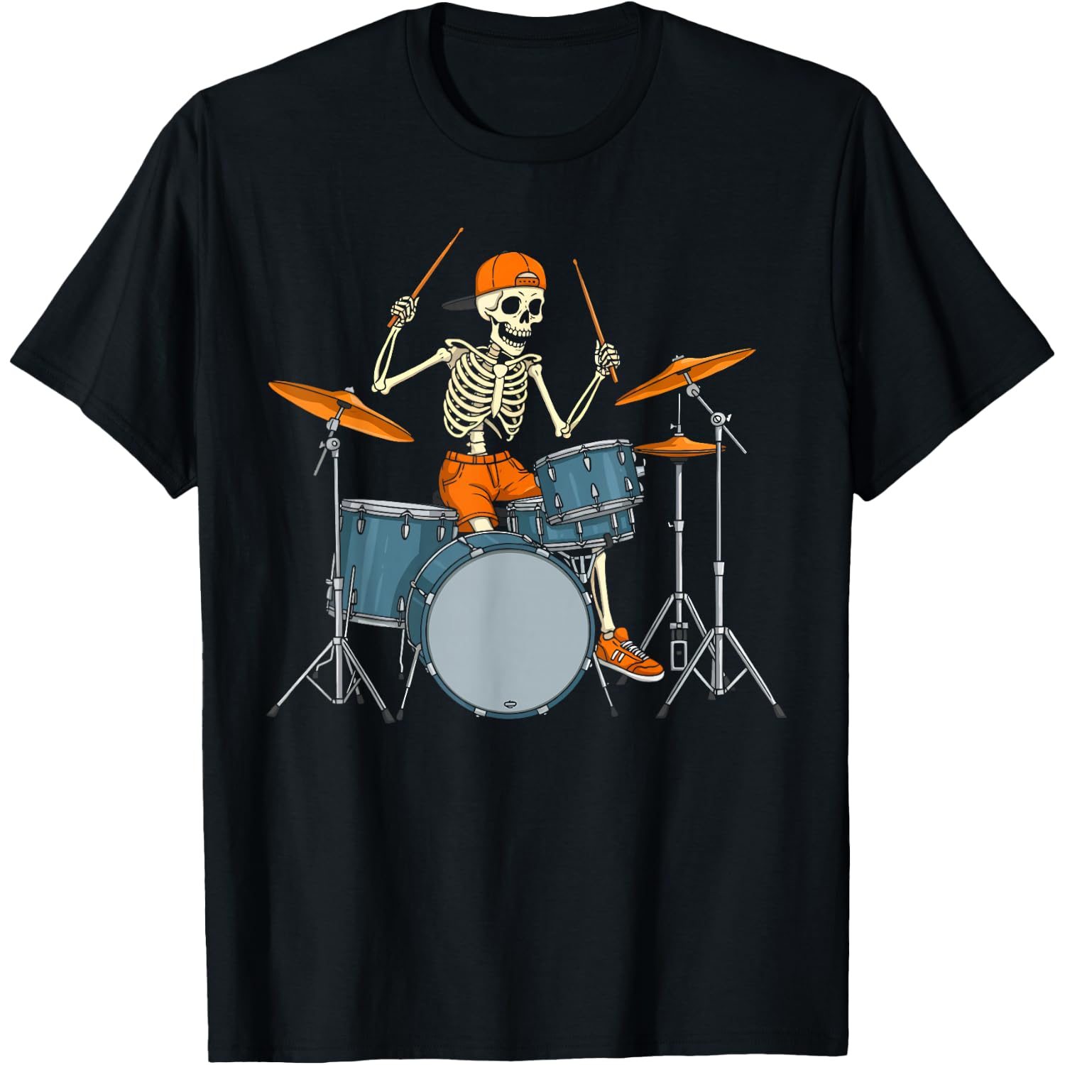 Skeleton Drumset Lover Drummers Halloween Drumming Drums Men T-Shirt