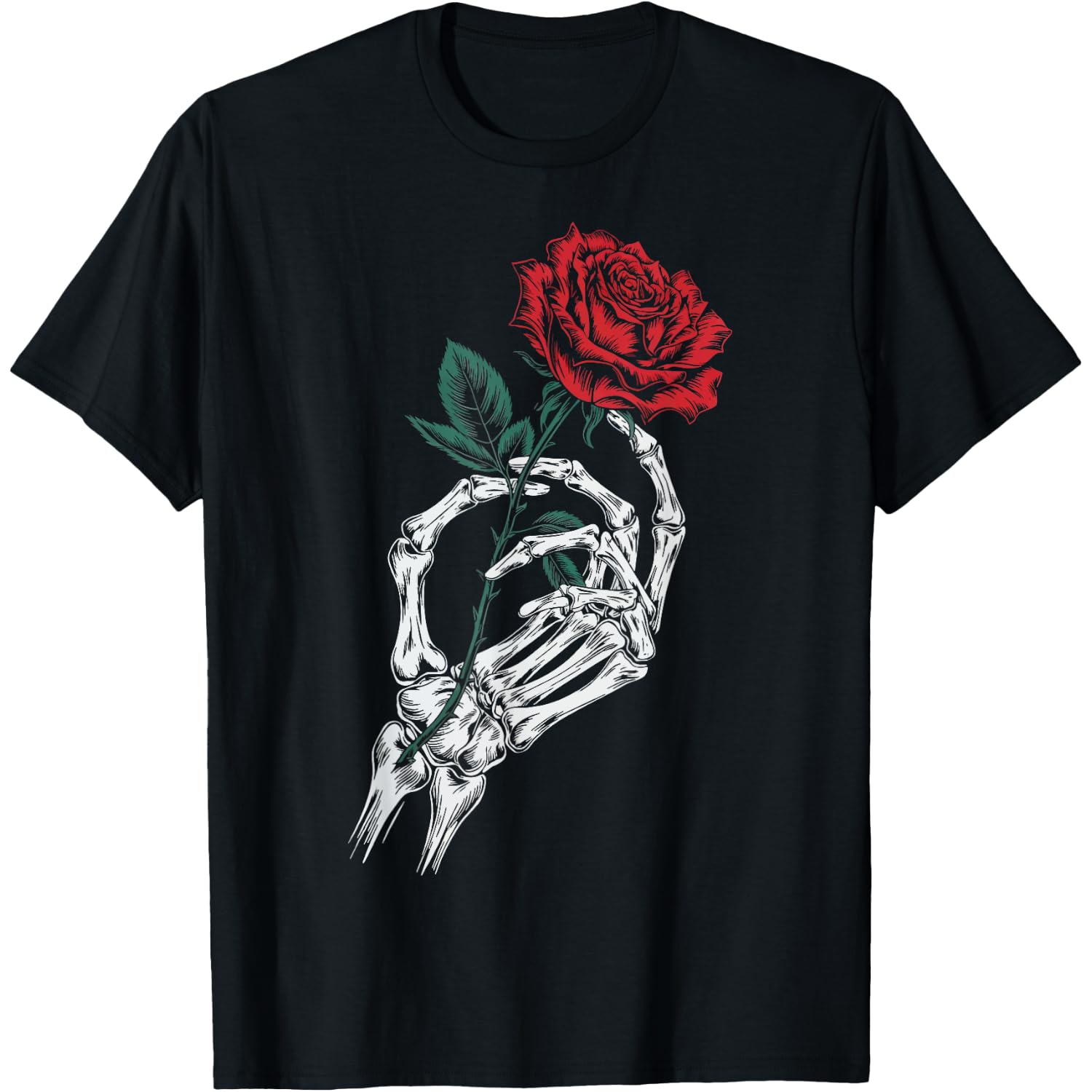 Skeleton Hand Holding Rose T-Shirt
