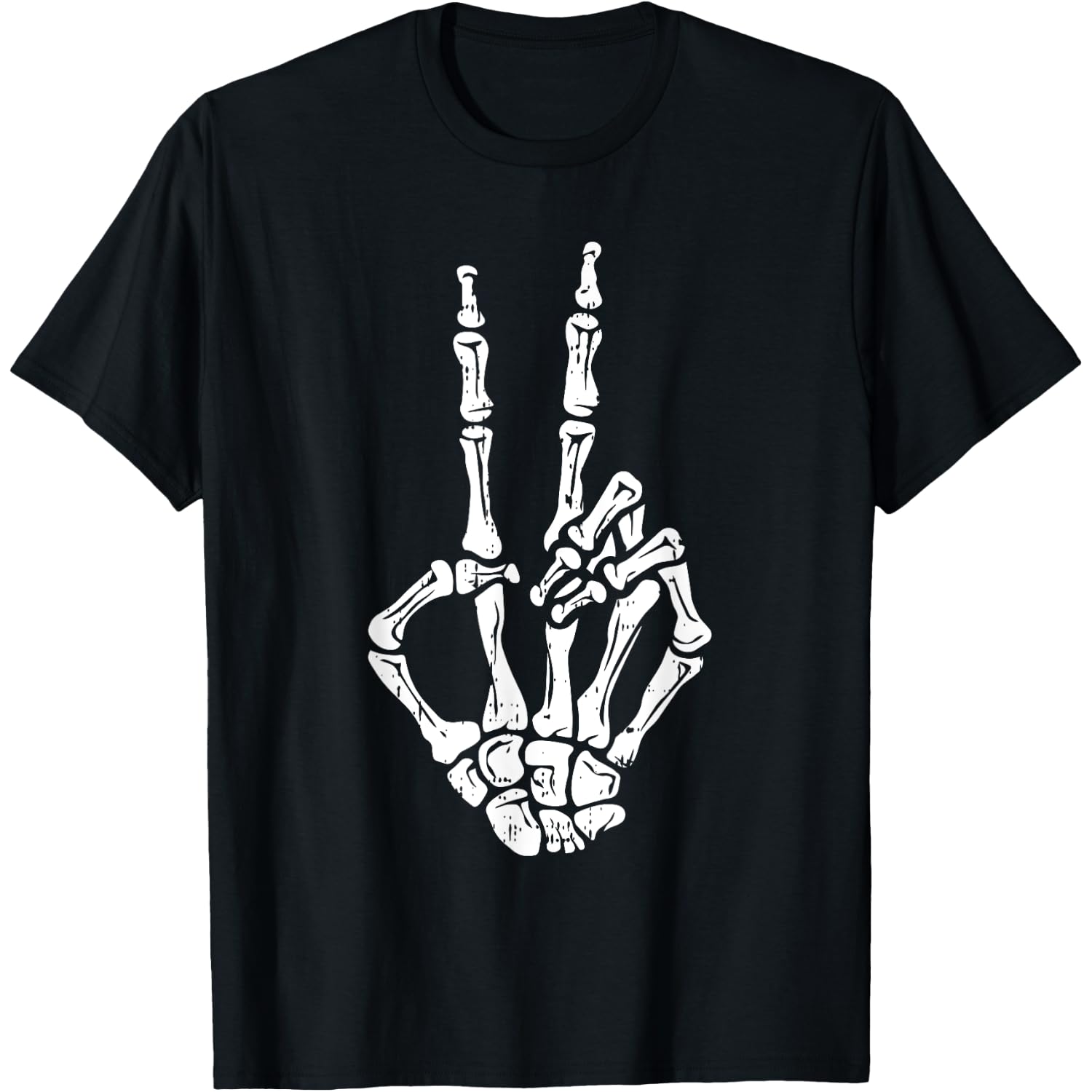 Skeleton Hand Peace Sign Halloween Costume Bones T-Shirt