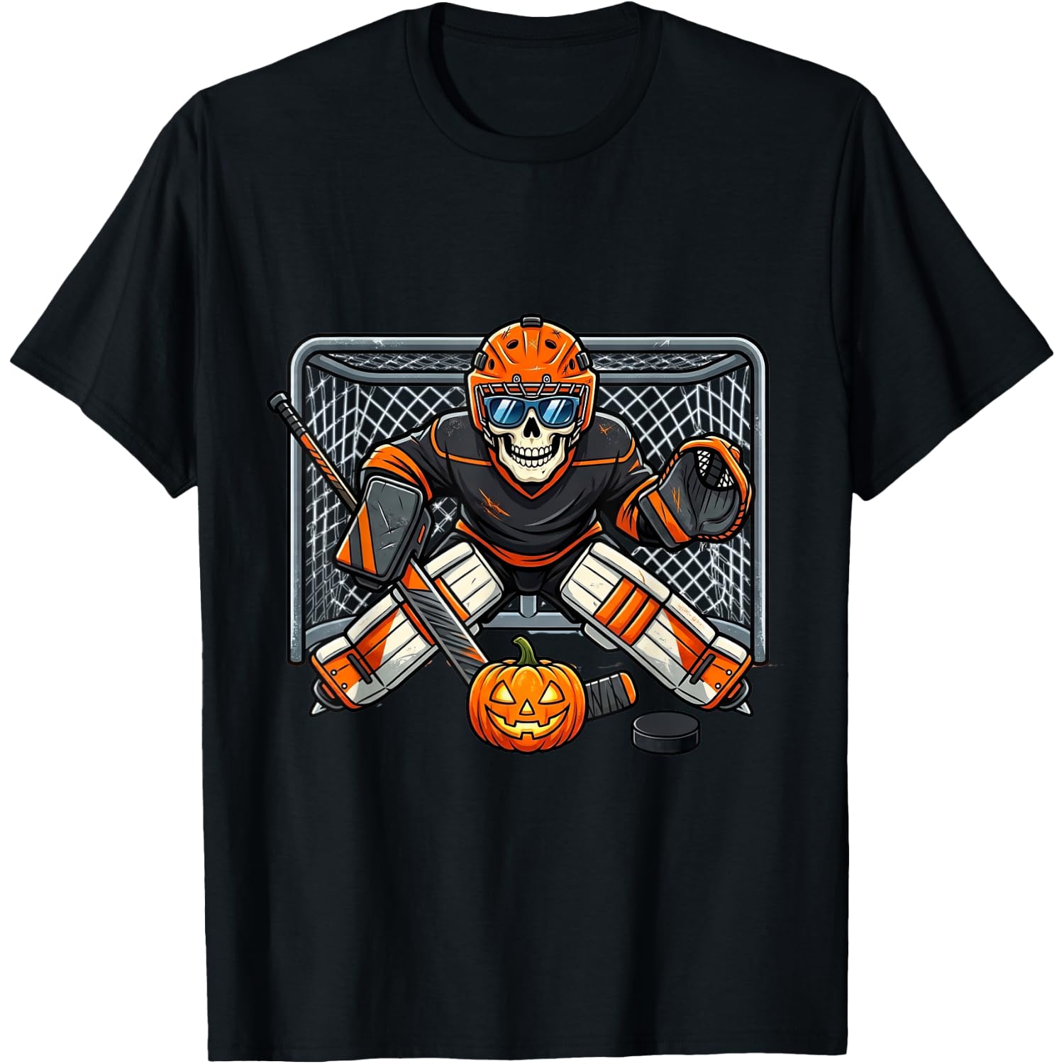 Skeleton Hockey Goalie Halloween Costume T-Shirt
