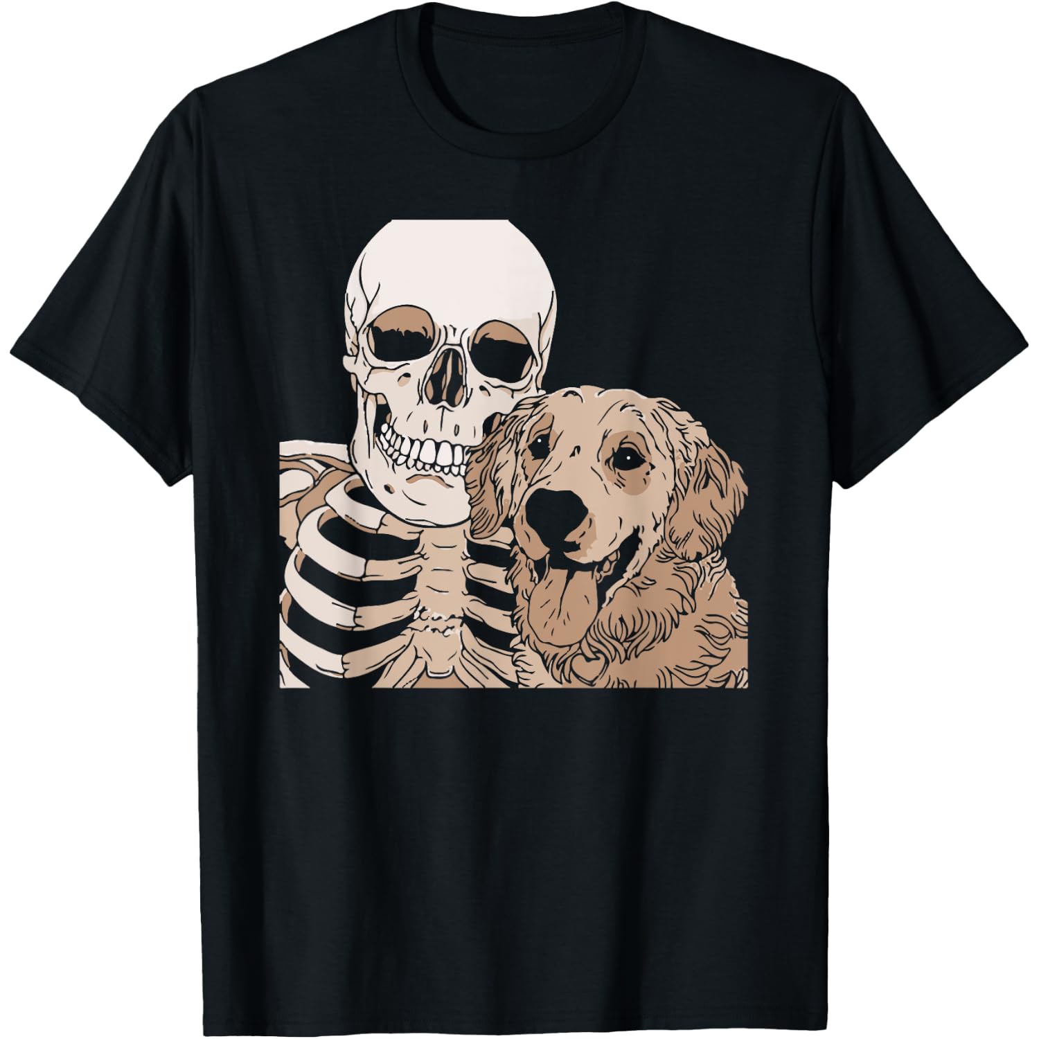 Skeleton Holding A Dog Shirt Lazy Halloween Costume Skull T-Shirt