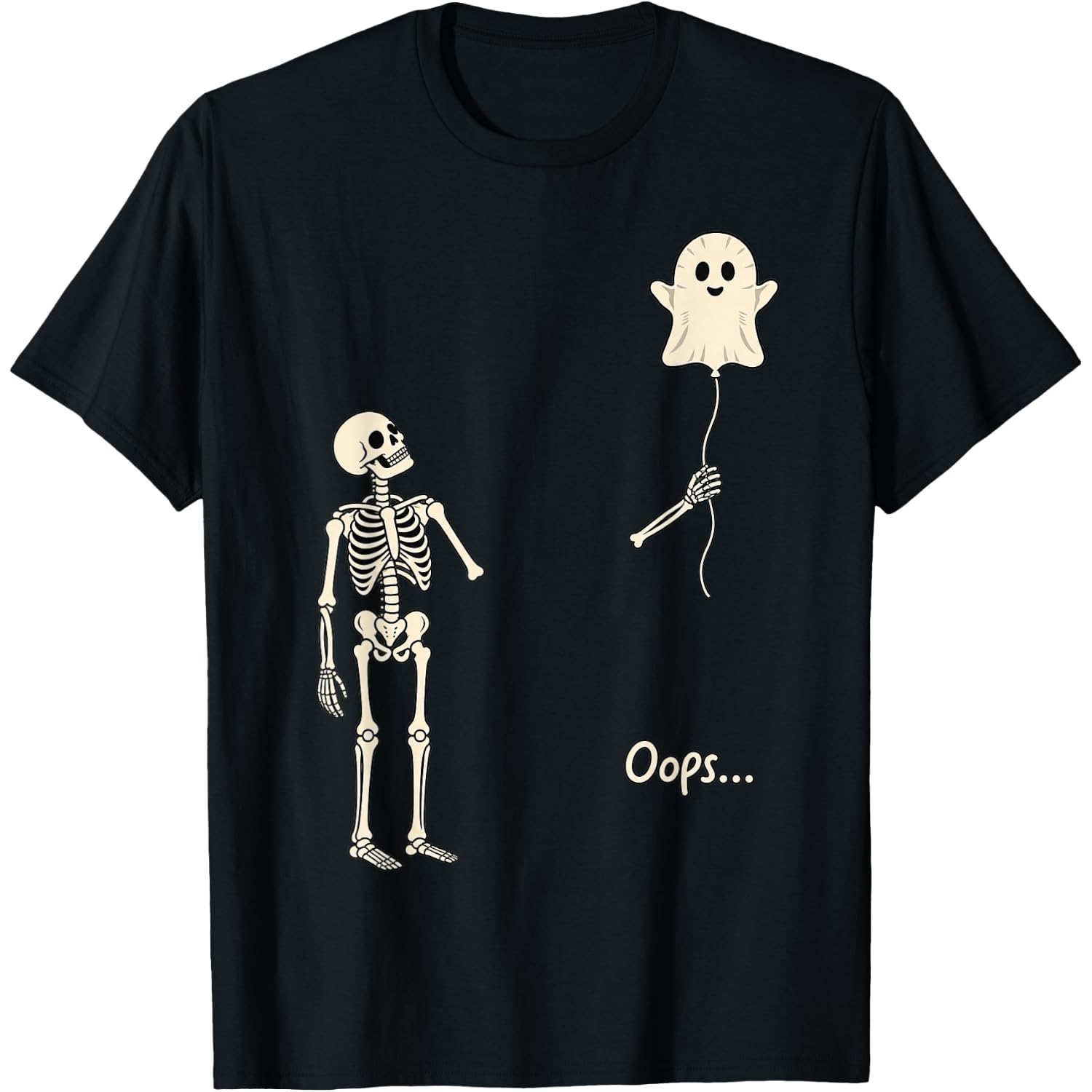 Skeleton Holding Balloon Ghost Gothic Halloween Funny T-Shirt