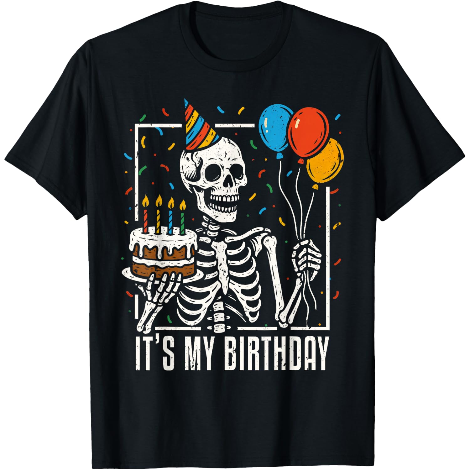 Skeleton It's My Birthday Skull Halloween Birthday Party T-Shirt