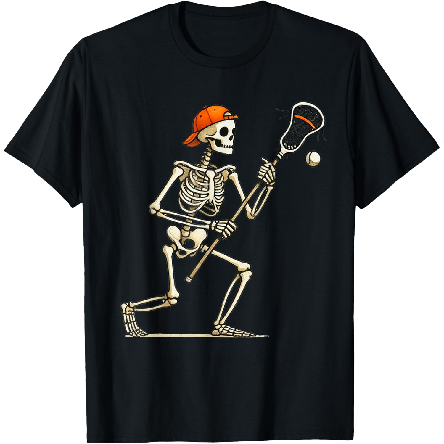 Skeleton Lacrosse Halloween Costume Funny Men Boys Kids T-Shirt