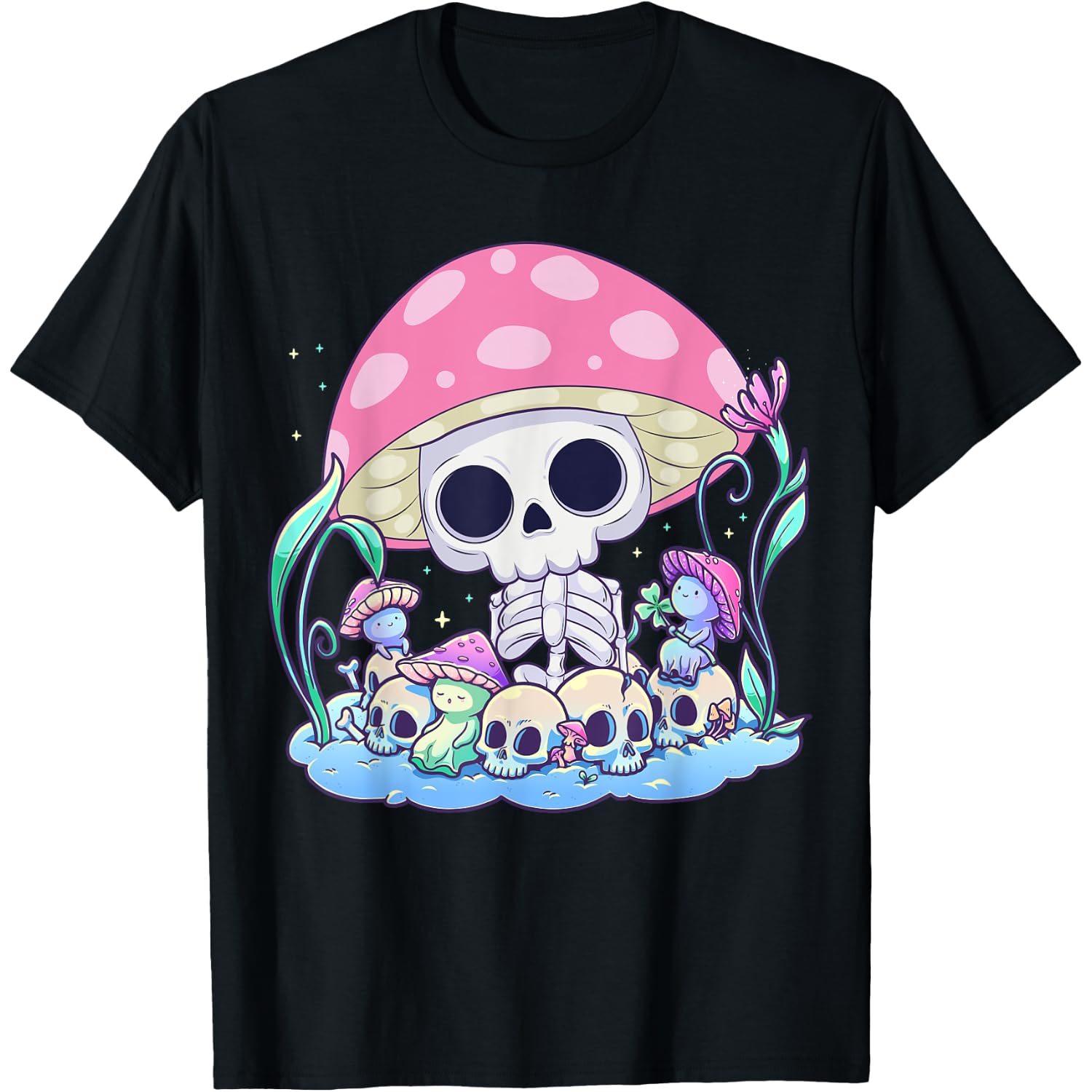 Skeleton Mushroom Shirt Pastel Goth Cottagecore Halloween T-Shirt
