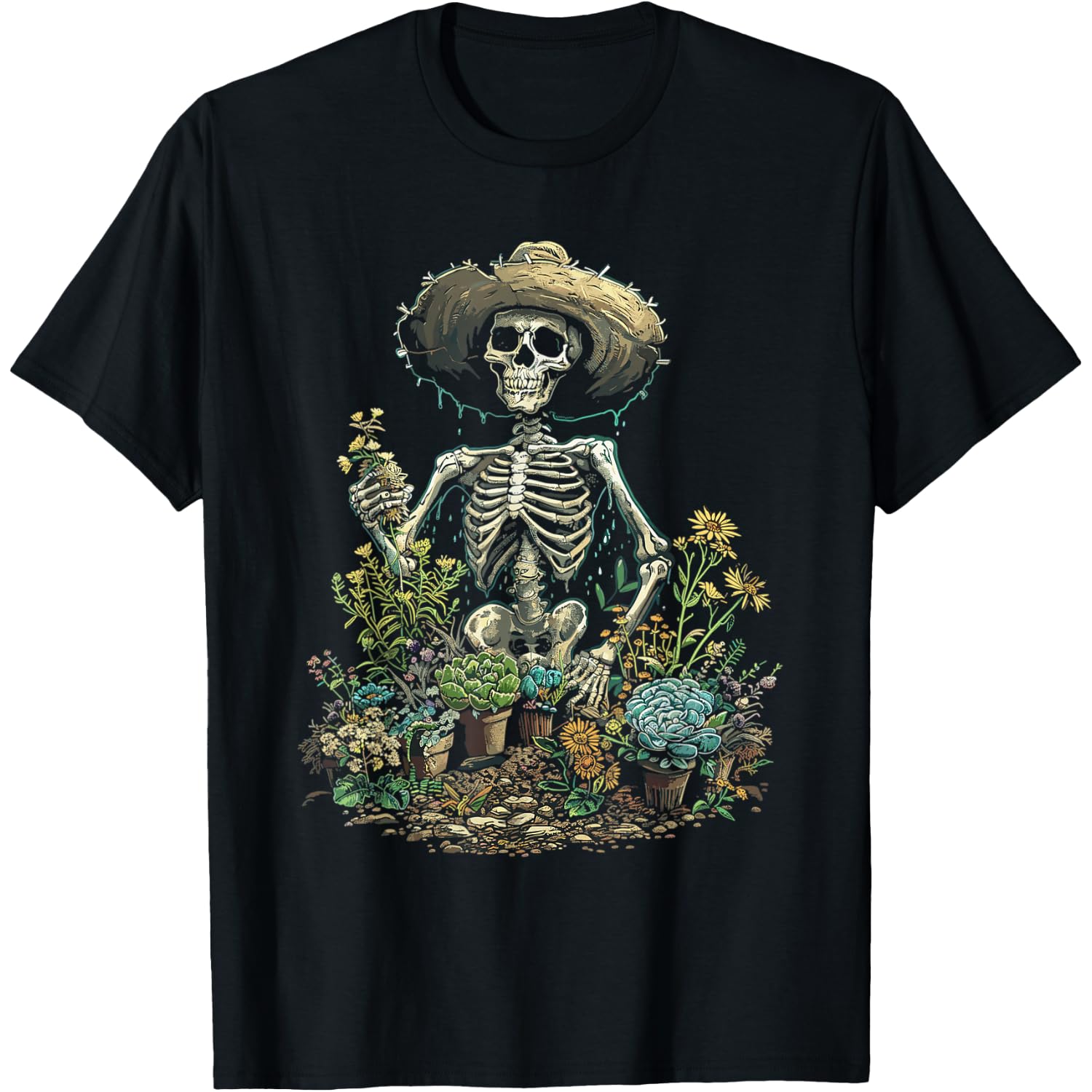 Skeleton Plants Lover Gardening Halloween T-Shirt