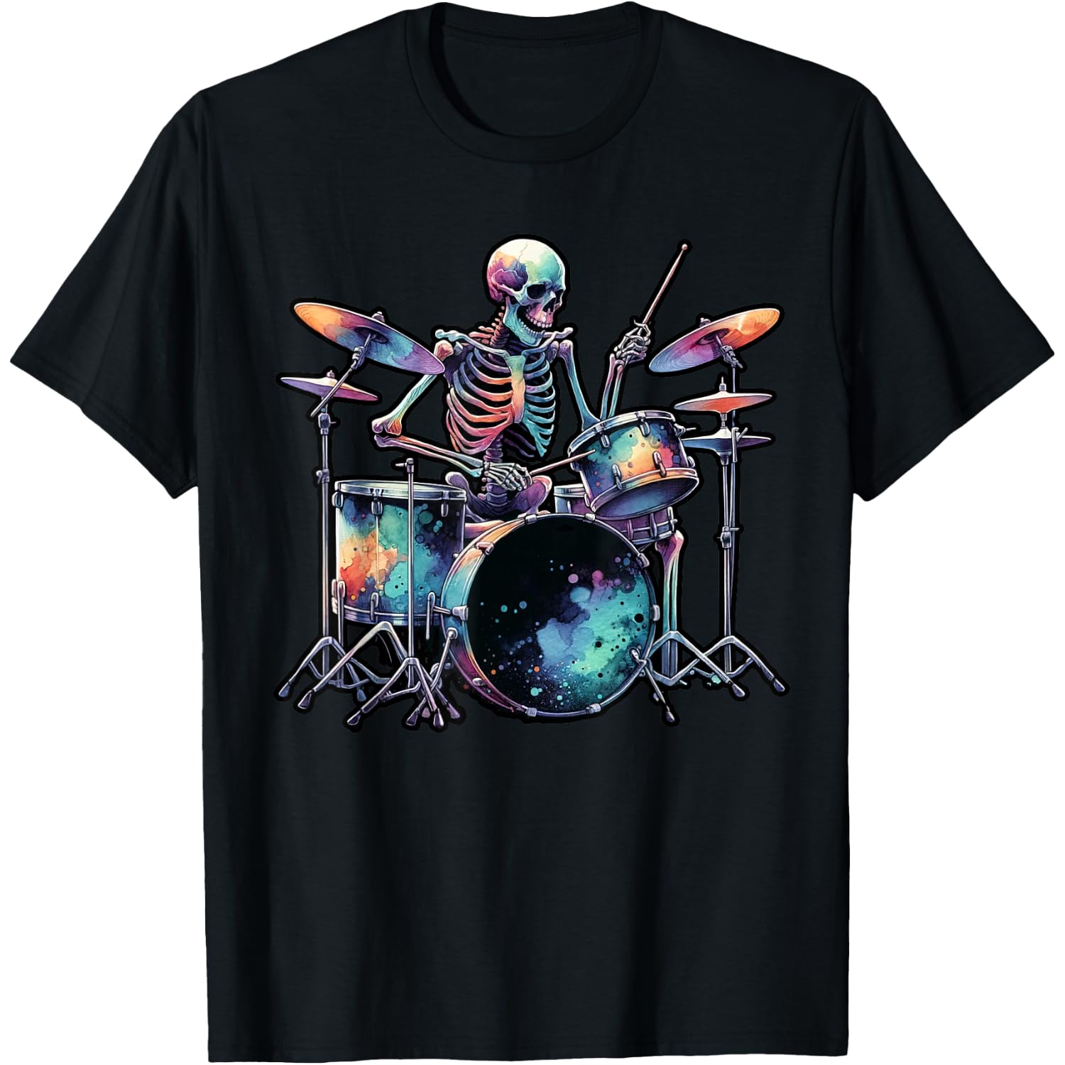 Skeleton Playing Drums Lover For Drummers T-Shirt