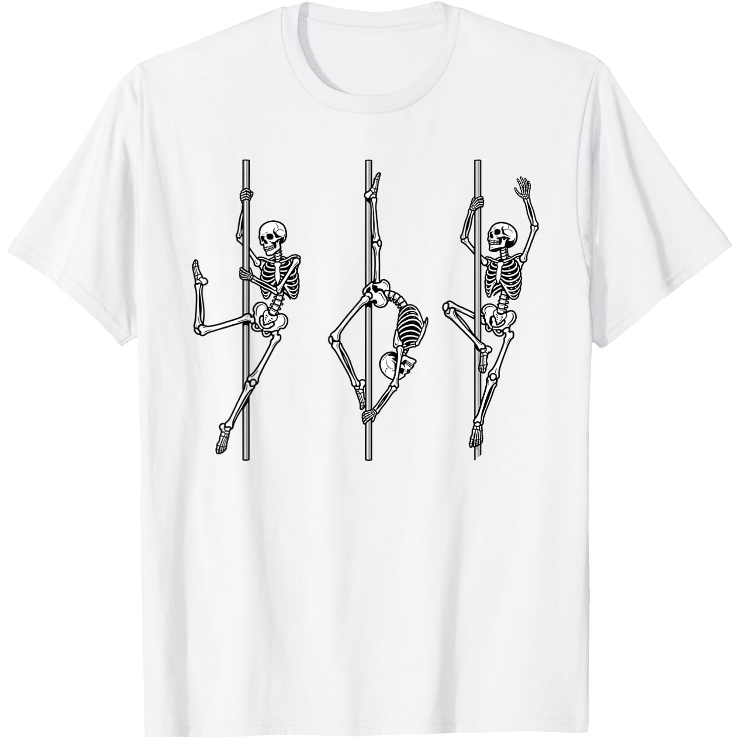 Skeleton Pole Dancer Funny Halloween Fitness Gym Lovers T-Shirt