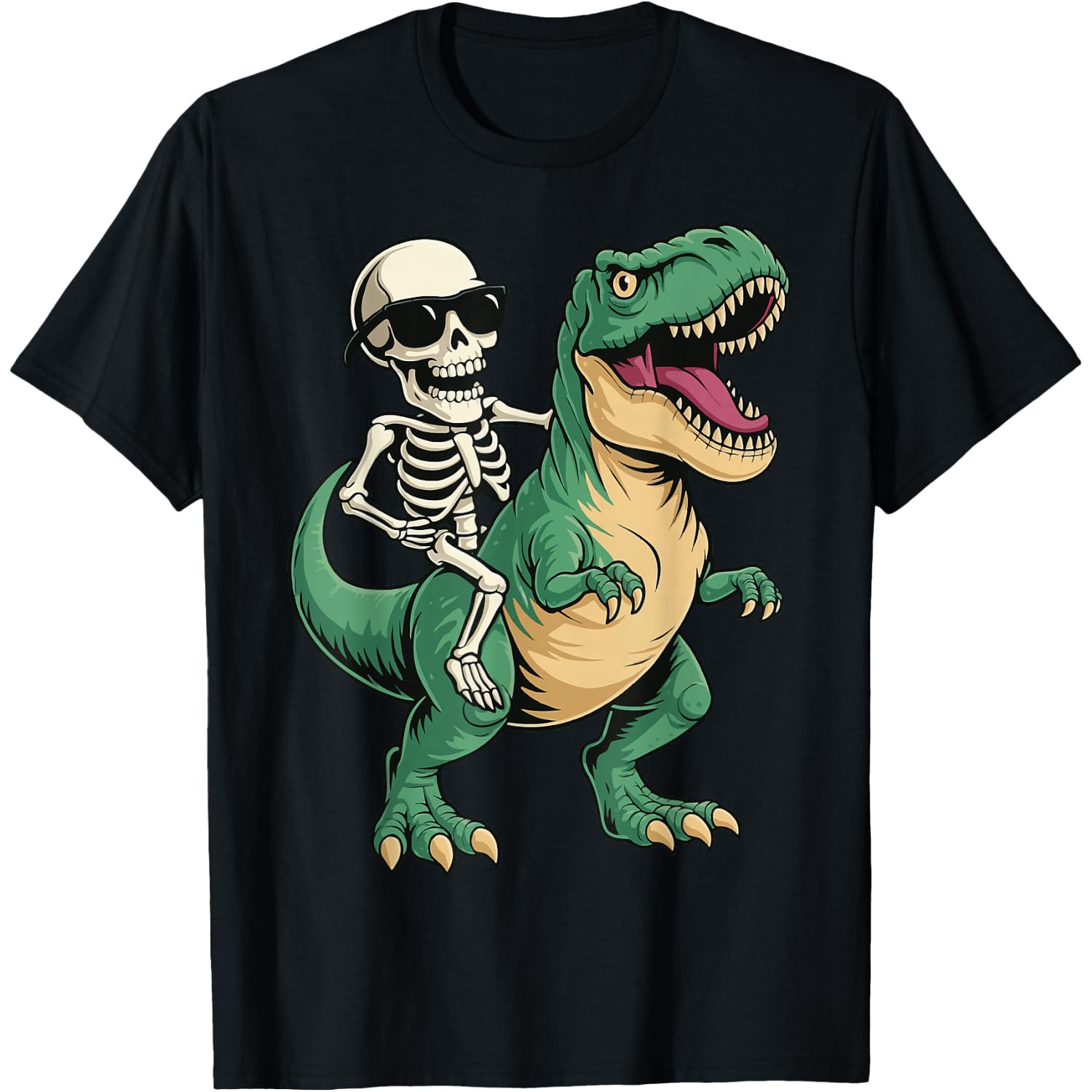 Skeleton Riding T-Rex T-Shirt
