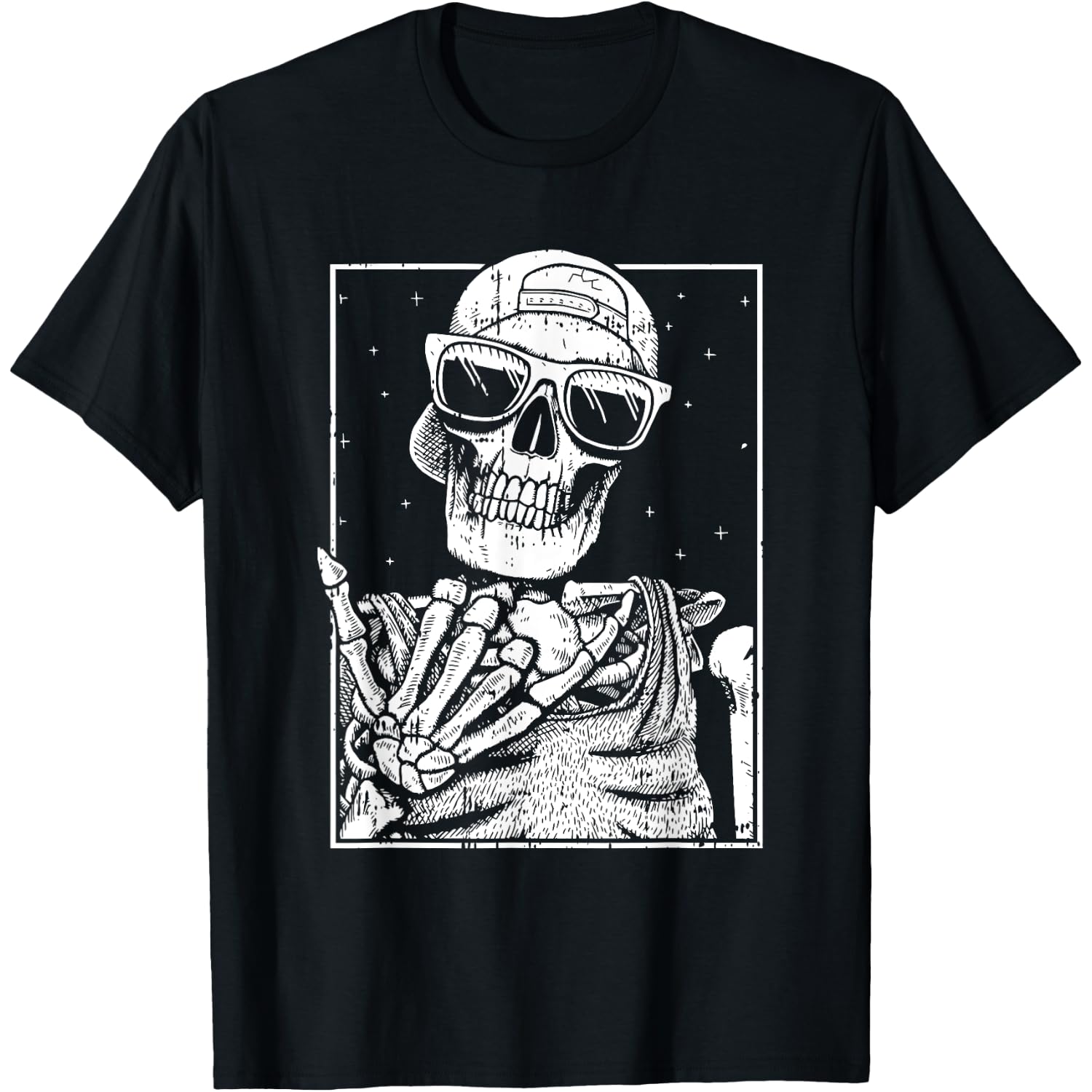 Skeleton Rock Hand Halloween Costume Cool Rock Music Rocker T-Shirt