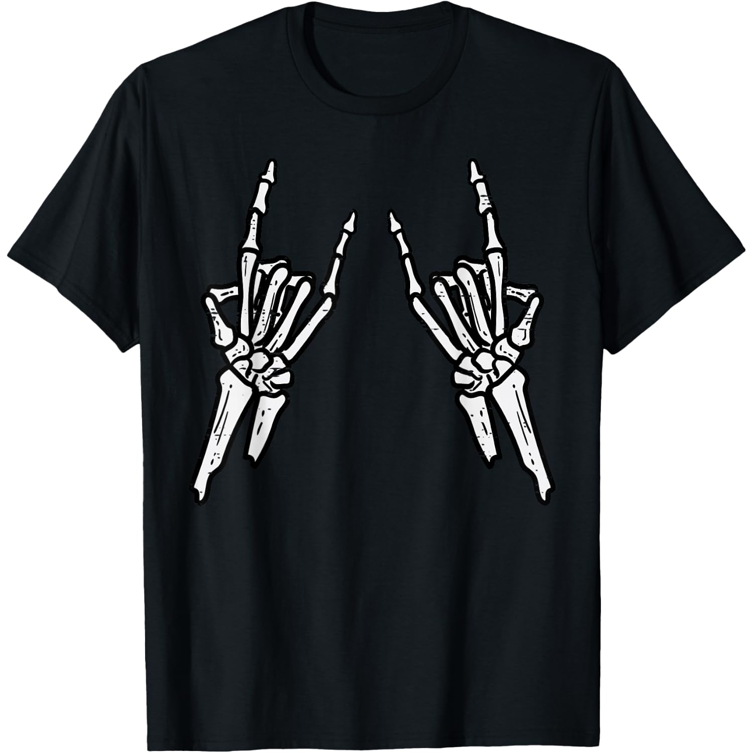 Skeleton Rock Hands Rocknroll Halloween Rocker Men Boys Kids T-Shirt